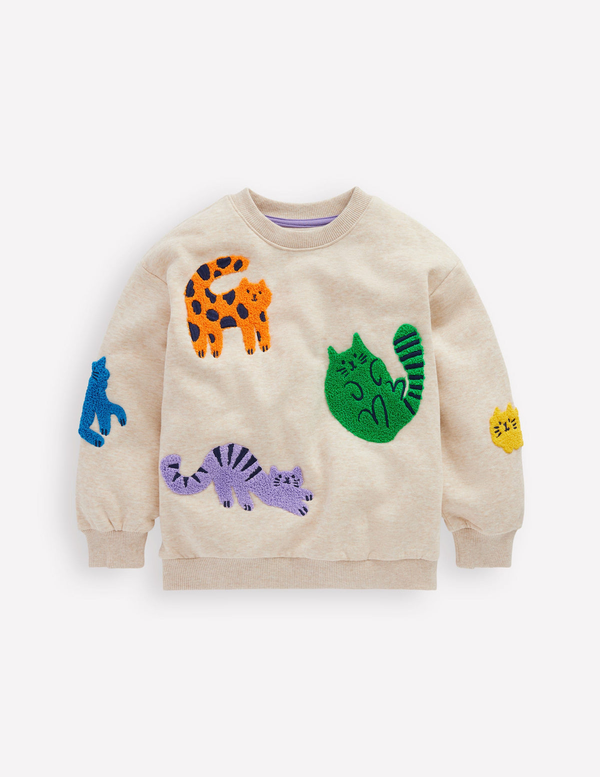 Bouclé-Sweatshirt mit Grafik-Hafer Meliert Katzen - Image 1