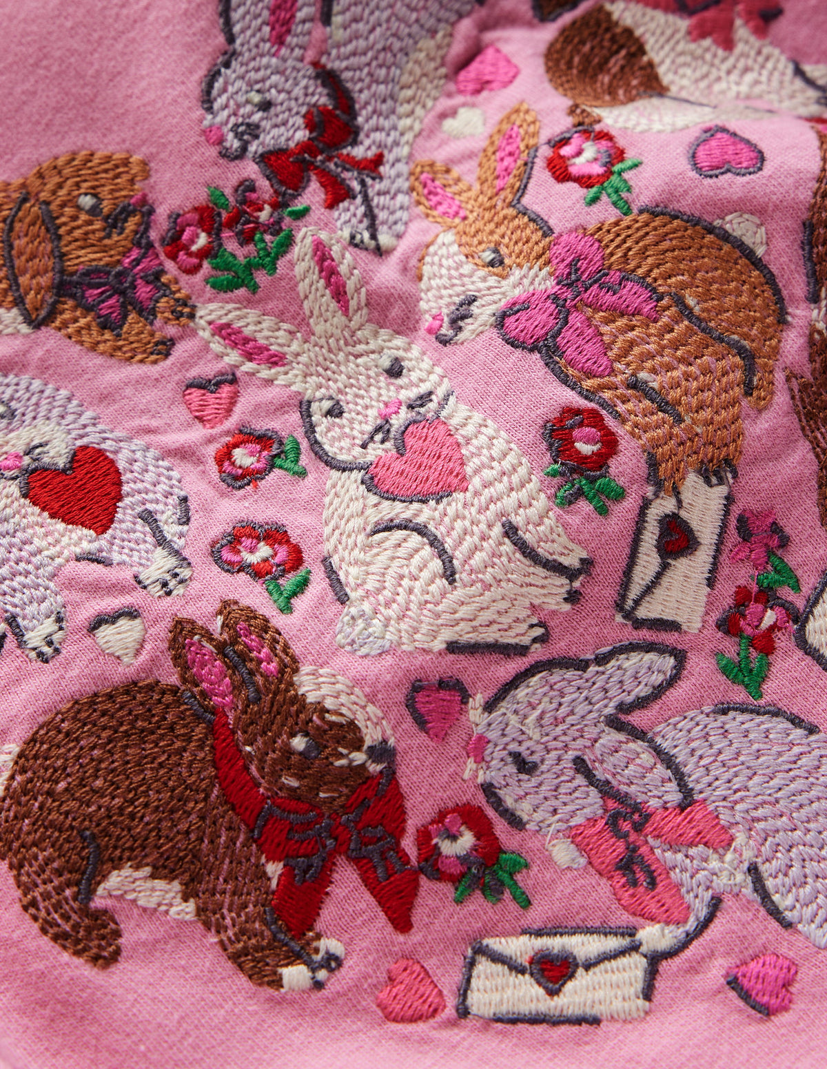 Superstitch-Oberteil mit Puffärmeln-Kaugummirosa Hasen-3