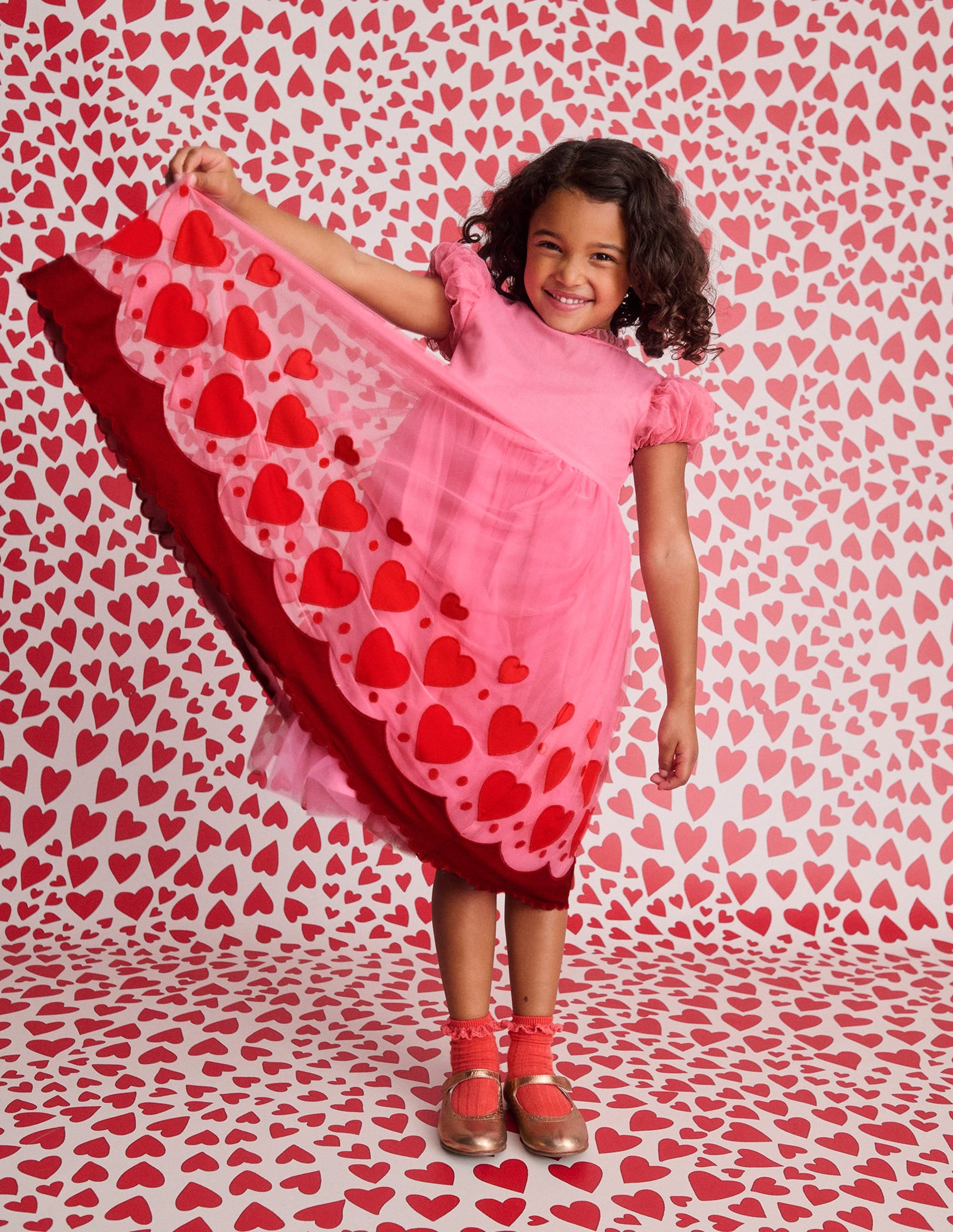 Appliqué Hem Tulle Dress-Bubblegum Pink Hearts - Image 6