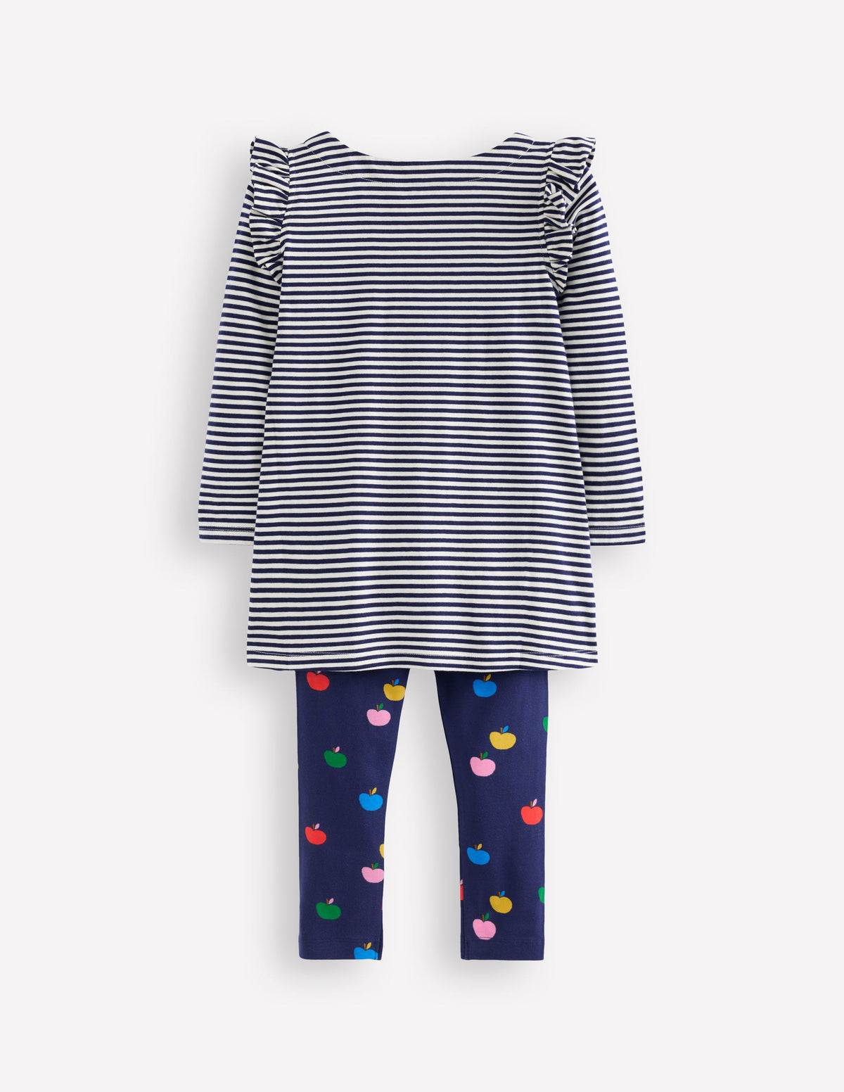Set bestehend aus Rüschen-Tunika und Leggings-Schuluniform-Marineblau/Naturweiß Äpfel - Image 2