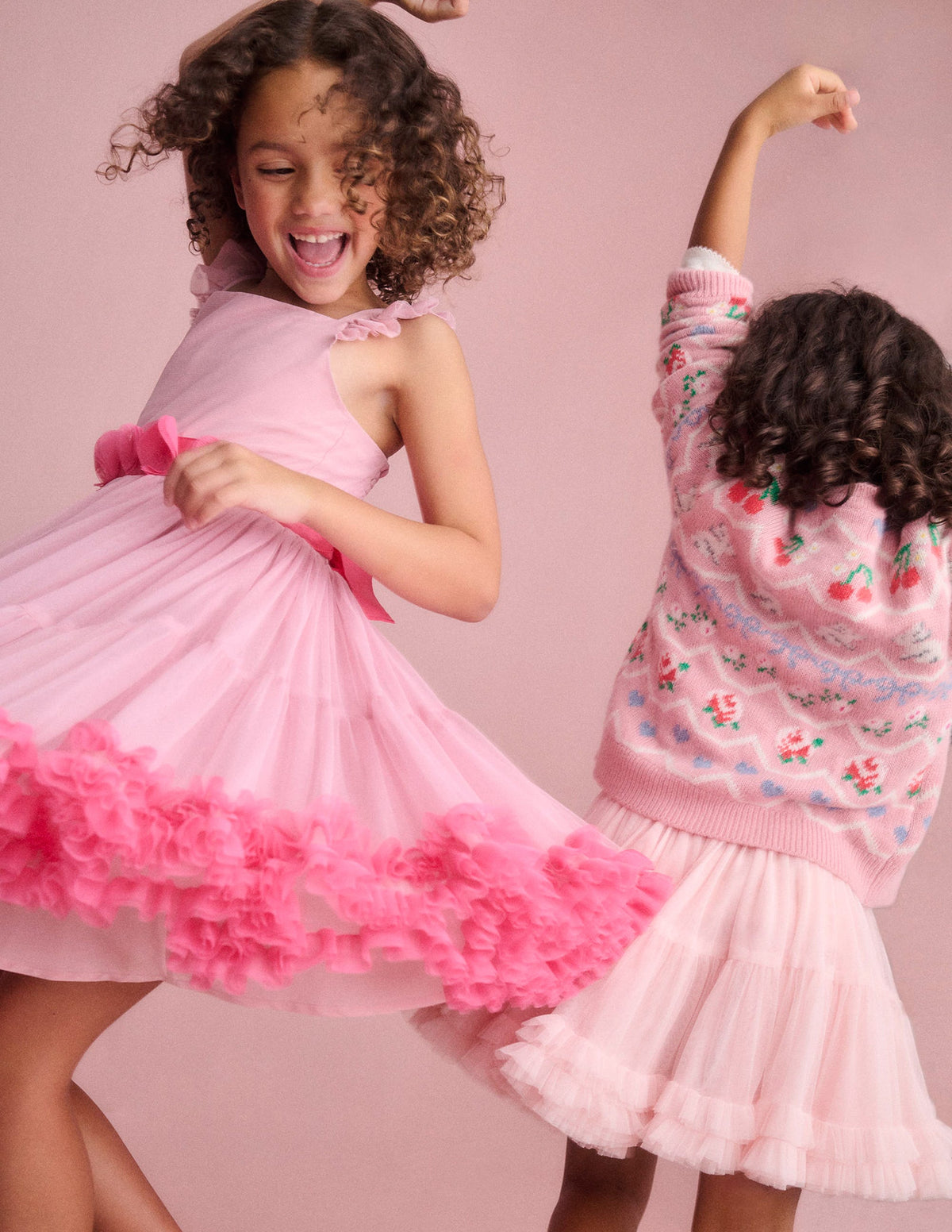 Tüllkleid mit Rüschensaum-Vintage-Rosa - Image 4