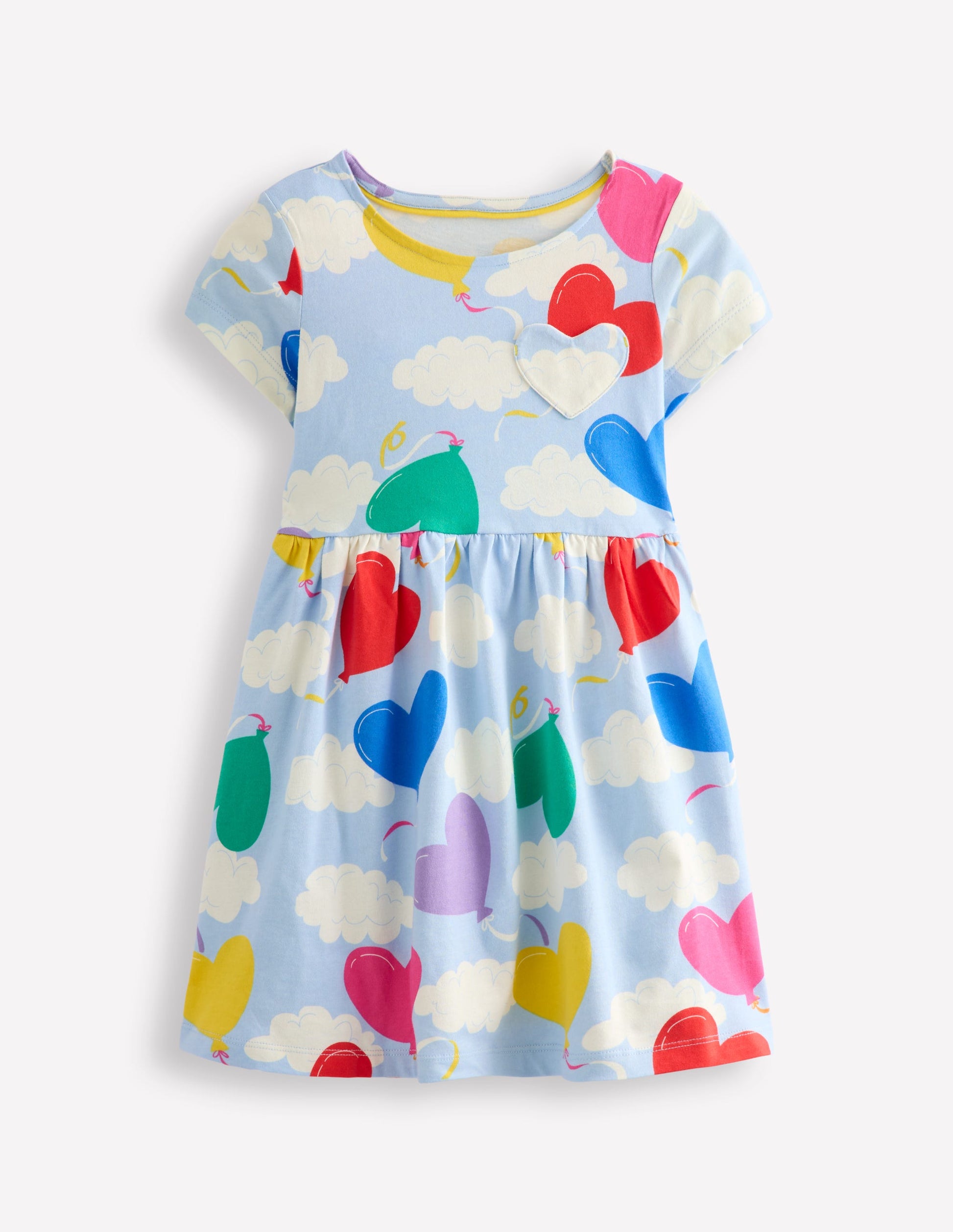 Lustiges Jerseykleid mit Herztasche-Ballon Wolken-1