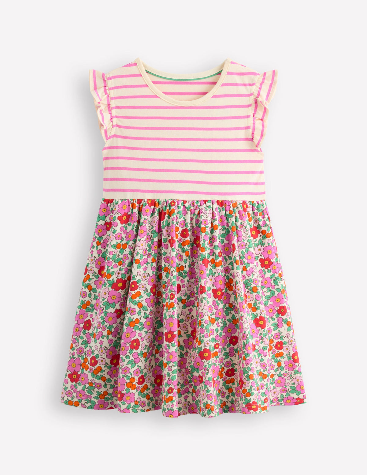 Posie Kleid mit Rüschenärmeln-Rosa Apfelblüte Blumenmuster - Image 1