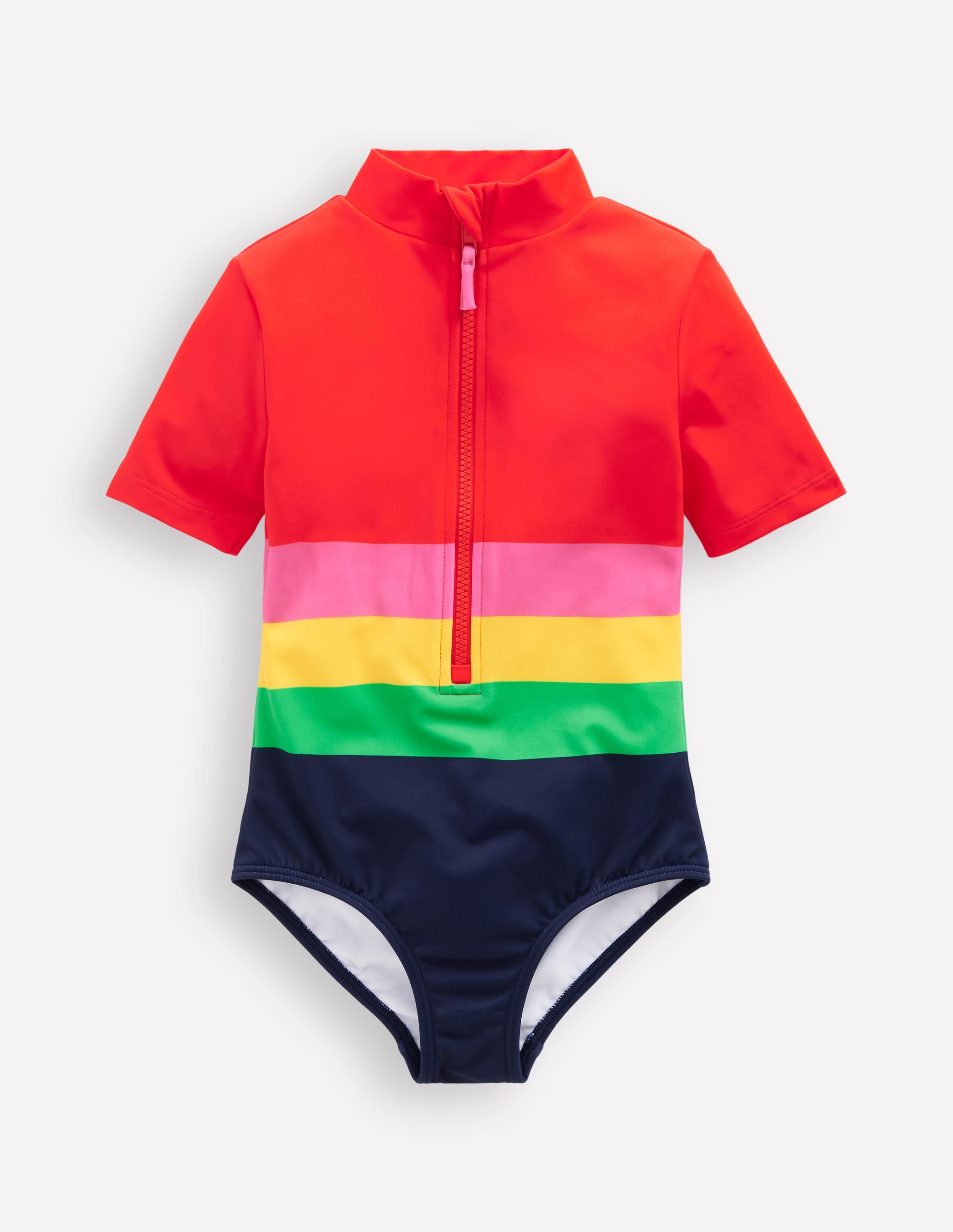 Badeanzug mit kurzen Ärmeln-Rot Bunt Gestreift - Image 1