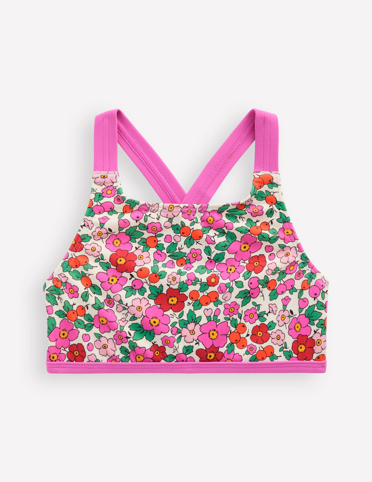 Haut de bikini croisé dans le dos-Fleur de pommier rose - Image 1