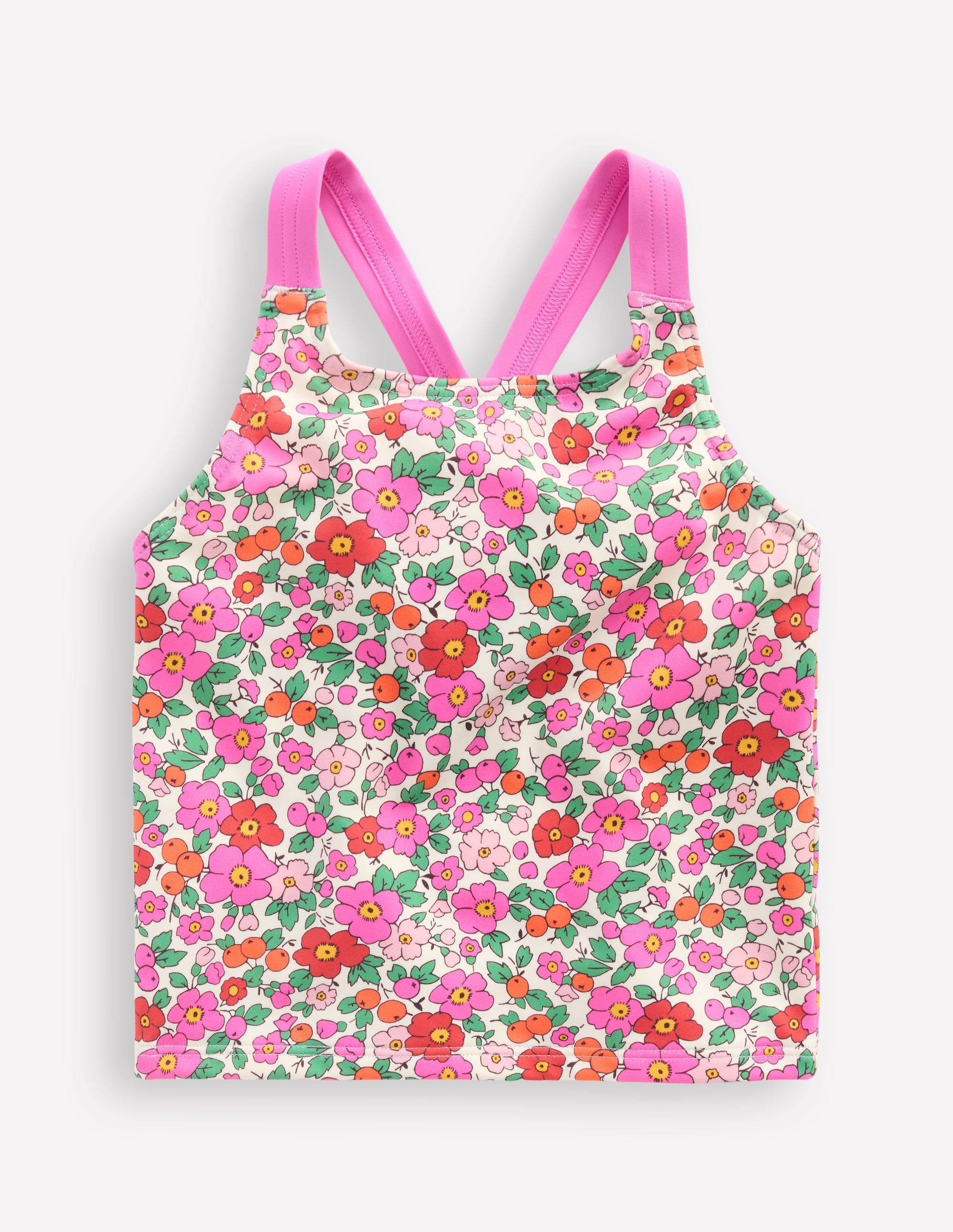 Tankini-Oberteil mit gekreuzten Rückenträgern-Rosa Apfelblüte Blumenmuster - Image 1