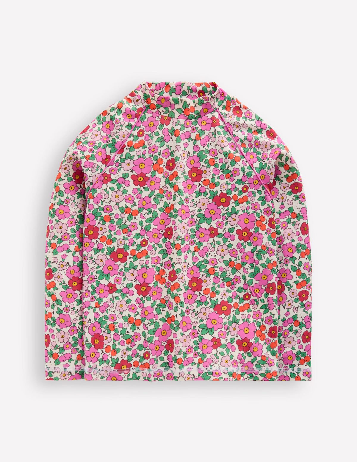 Gemustertes Badeshirt mit UV-Schutz-Rosa Apfelblüte Blumenmuster-1