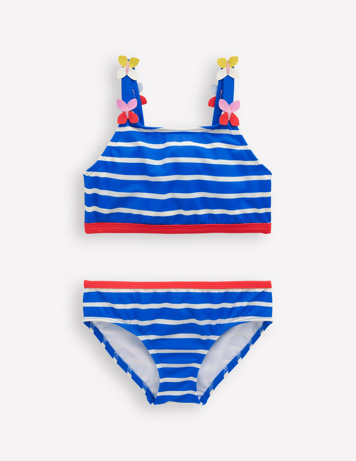 Bikini à bretelles avec appliqué-Papillon rayé bleu galerie - Image 1