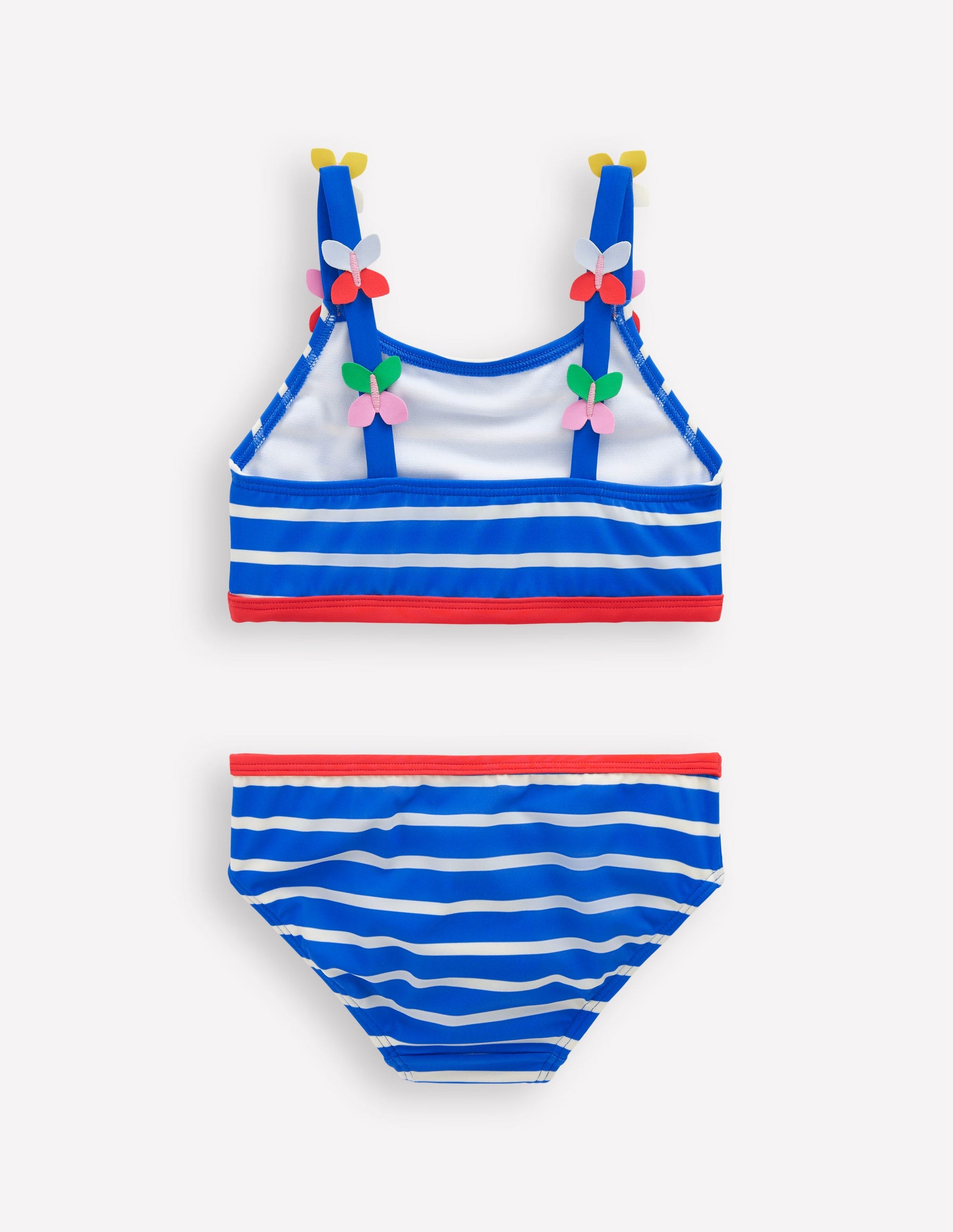 Bikini à bretelles avec appliqué-Papillon rayé bleu galerie-2