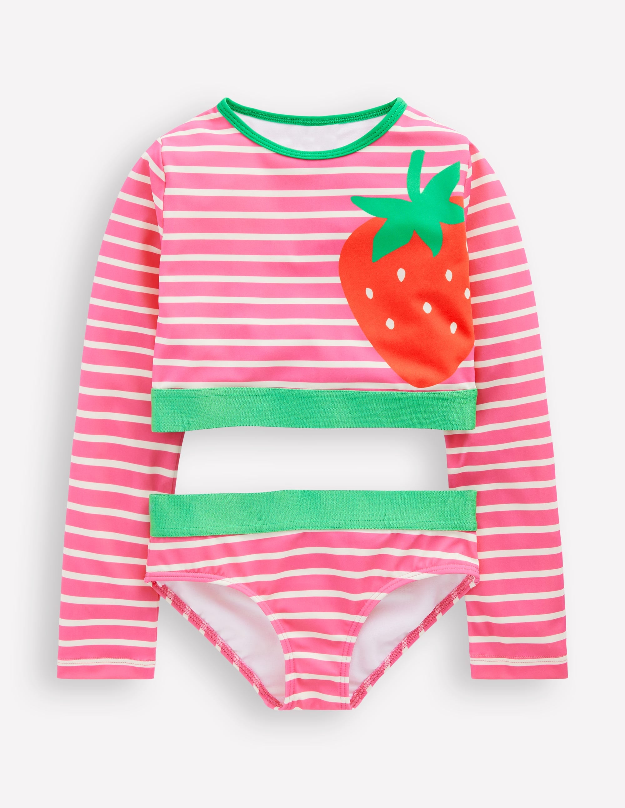 Kurzes Badeshirt-Set-Erdbeere Gestreift - Image 1