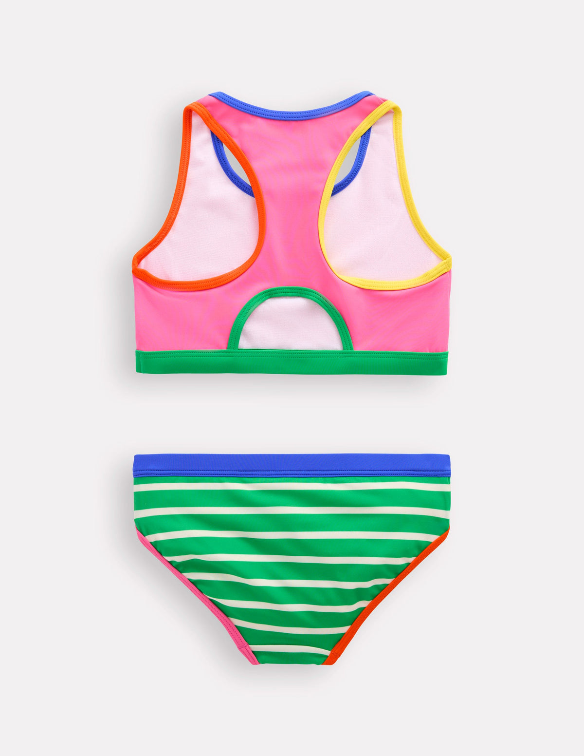 Racerback-Bikini-Flamingorosa/Erbsengrün Streifen - Image 2