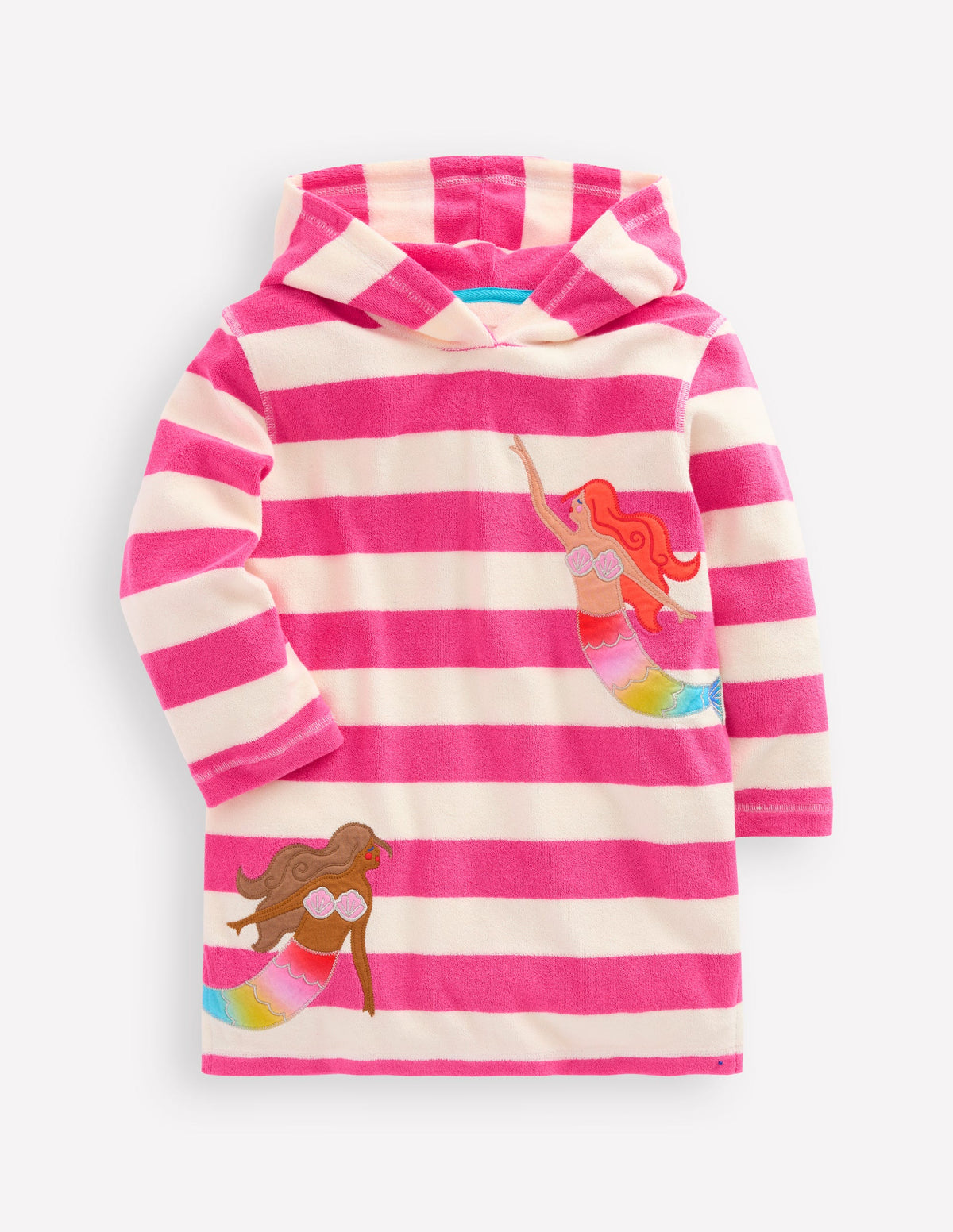 Poncho en éponge Mara-Rayé sirène rose - Image 1