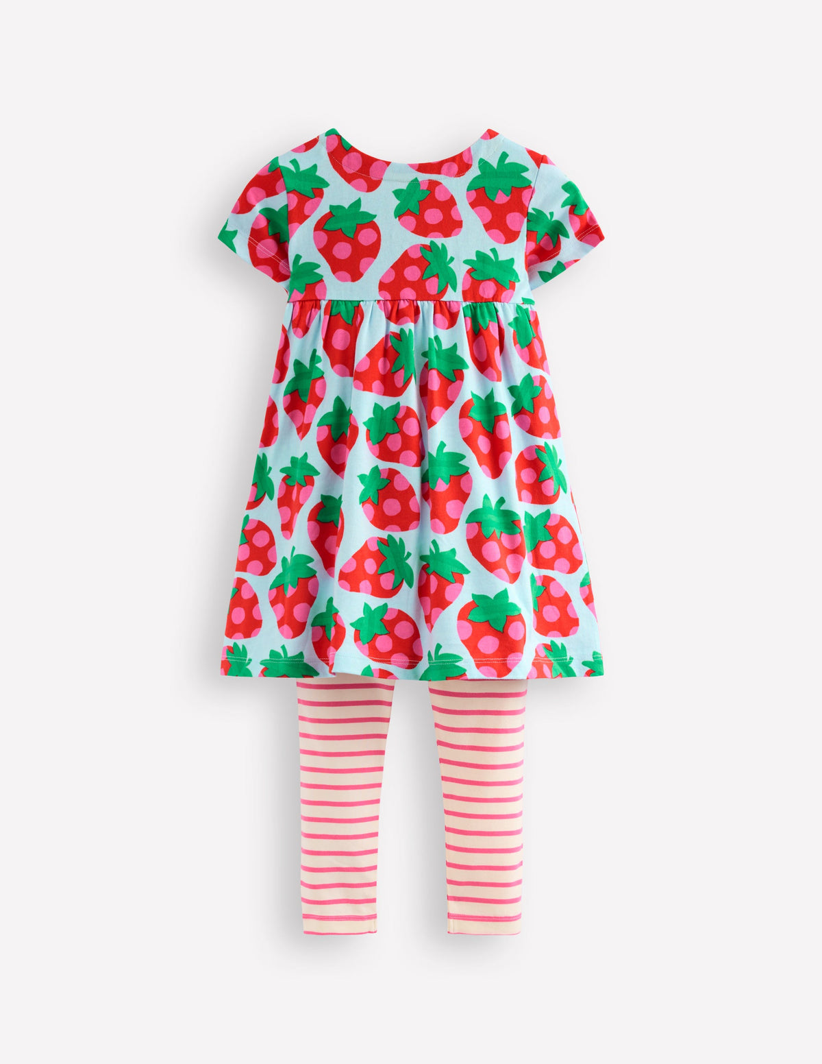 Kurzärmeliges Tunika-Set mit Muster-Nebligblau Erdbeere-2
