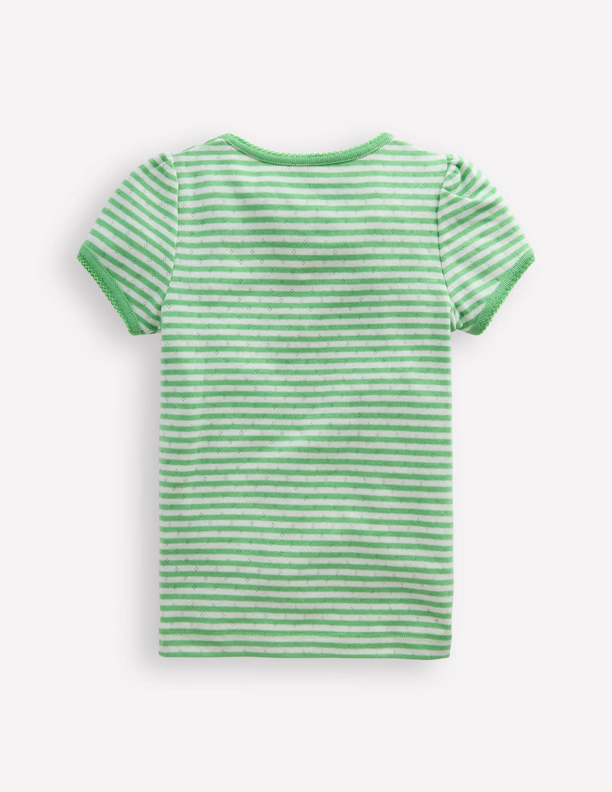 Short Sleeve Pointelle Top-Spring Green/ Ivory Stripe - Image 2