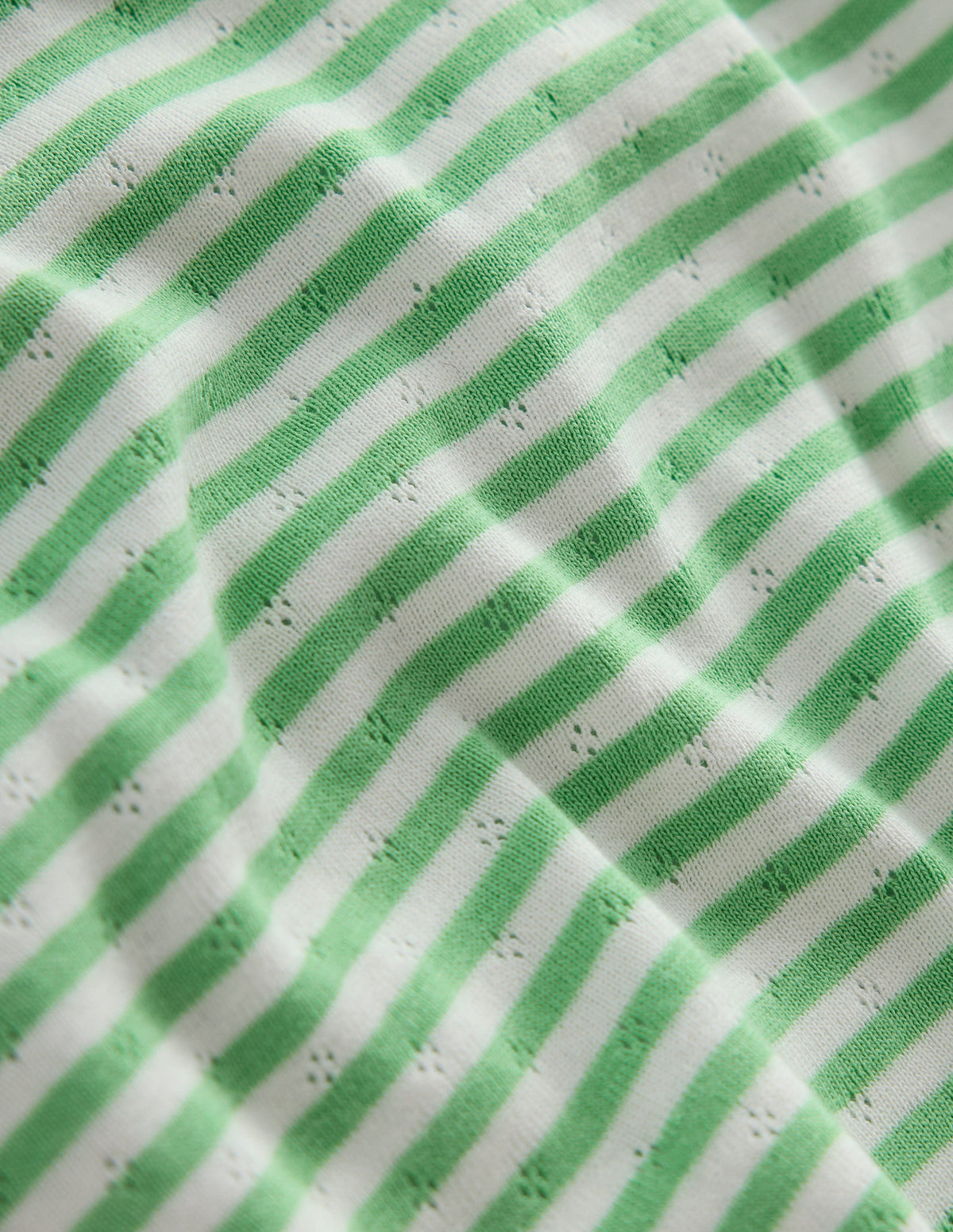 Short Sleeve Pointelle Top-Spring Green/ Ivory Stripe-3