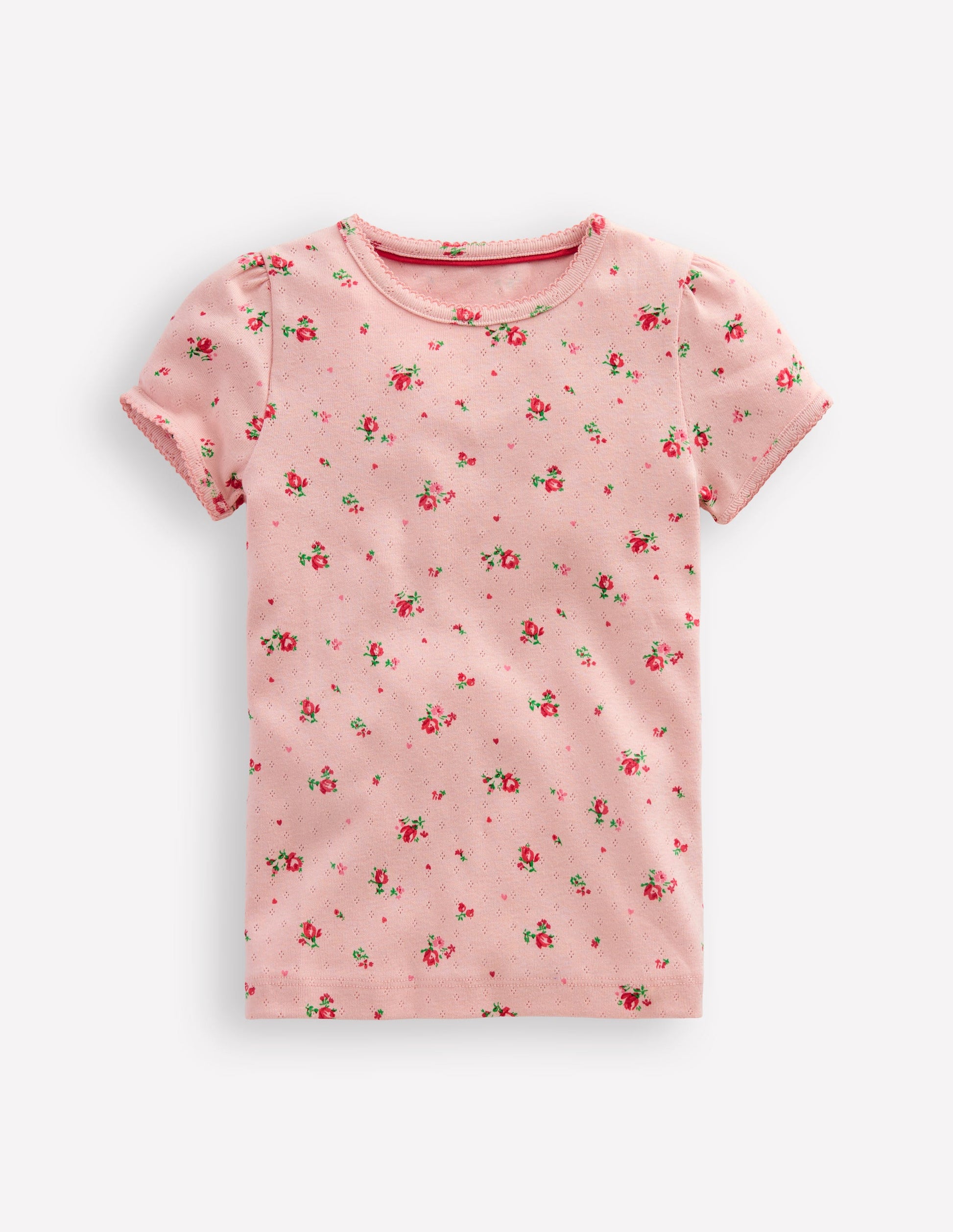 Short Sleeve Pointelle Top-Chalk Pink Rosebud-1