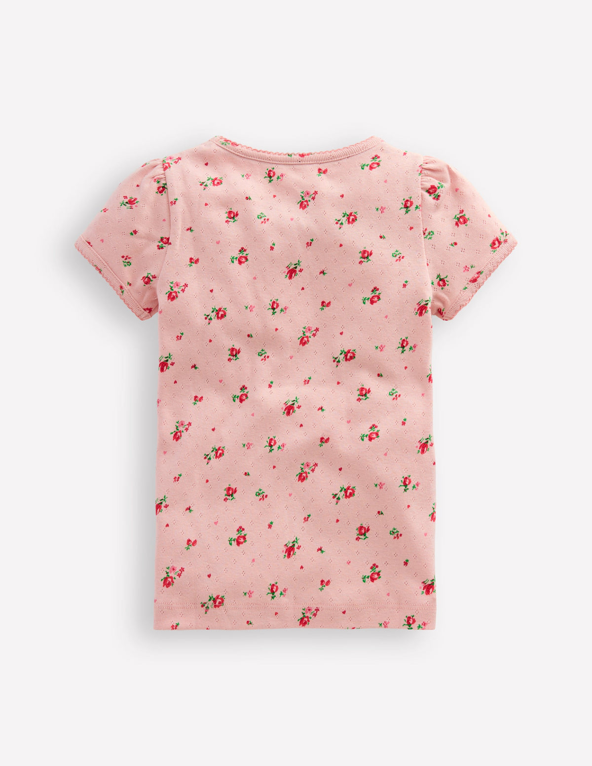 Short Sleeve Pointelle Top-Chalk Pink Rosebud-2
