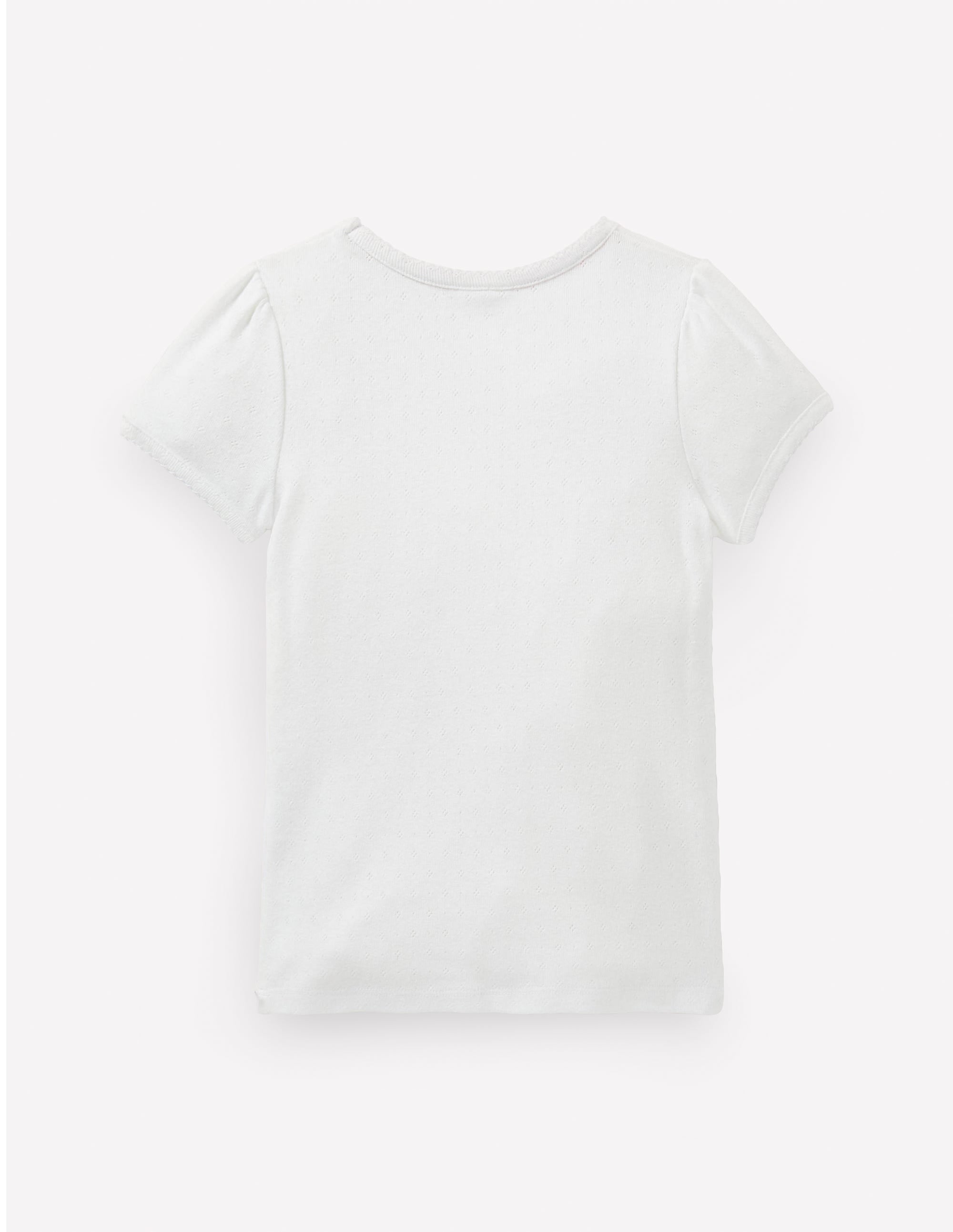 Short Sleeve Pointelle Top-White - Image 2