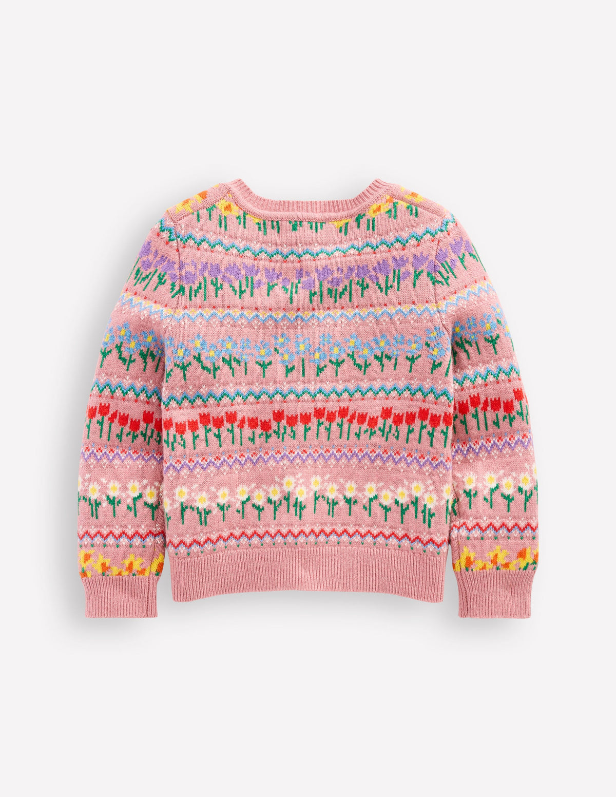 Edie Fair-Isle-Strickjacke-Meerrosa Blumen-2