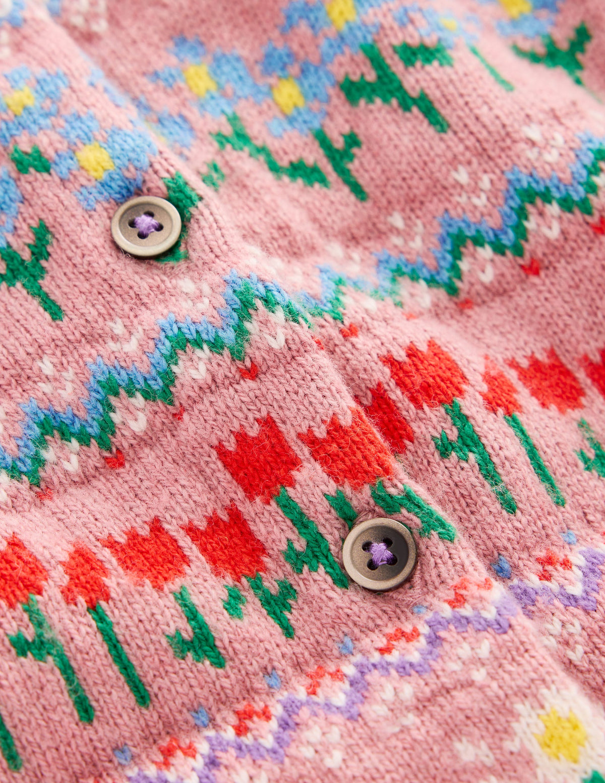 Edie Fair-Isle-Strickjacke-Meerrosa Blumen - Image 3