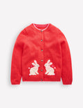 Evelyn Strickjacke mit lustigem Motiv-Marmeladenrot Hasen