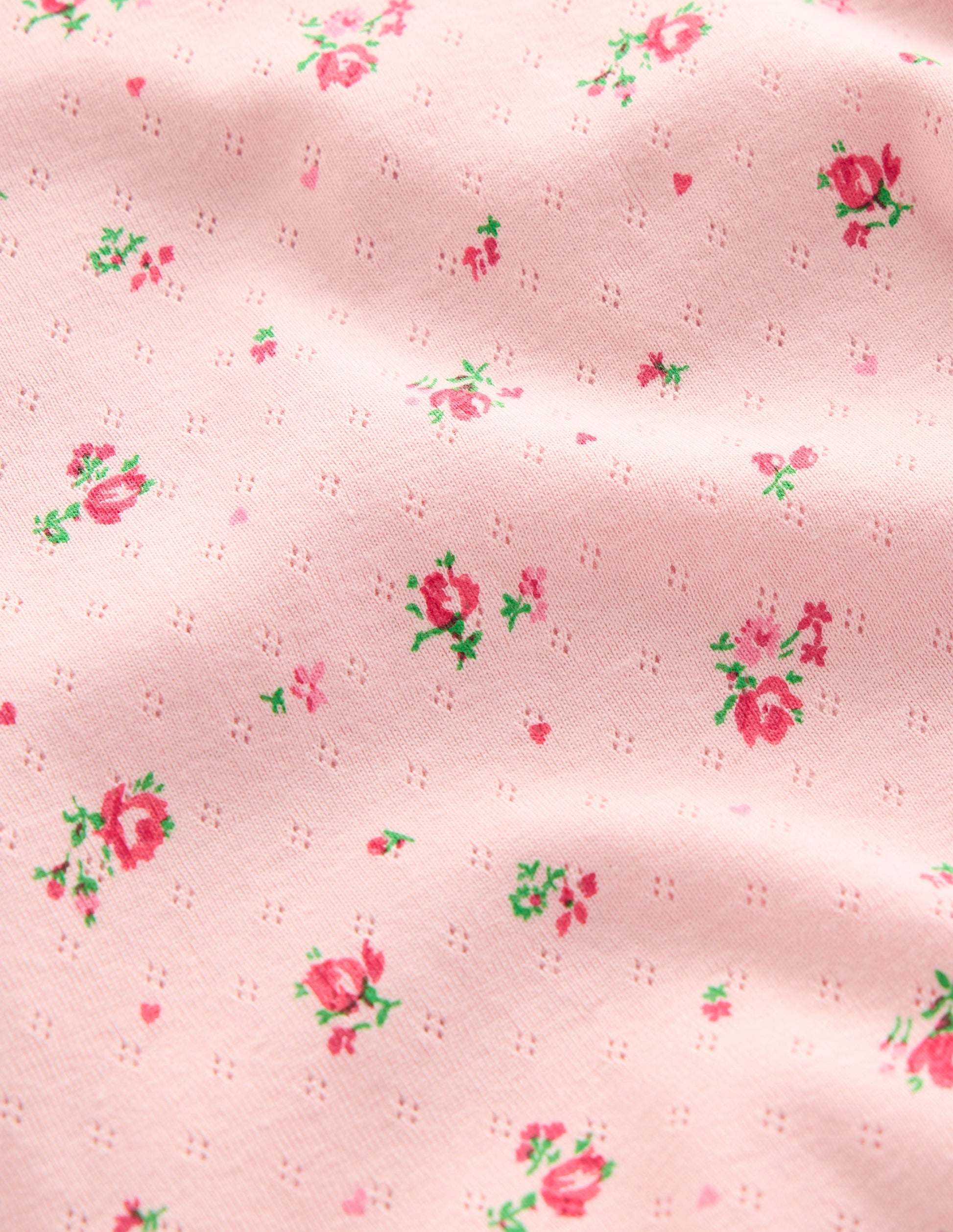Eng anliegender Pointelle-Schlafanzug-Botanisches Rosa Rosenzweig-3