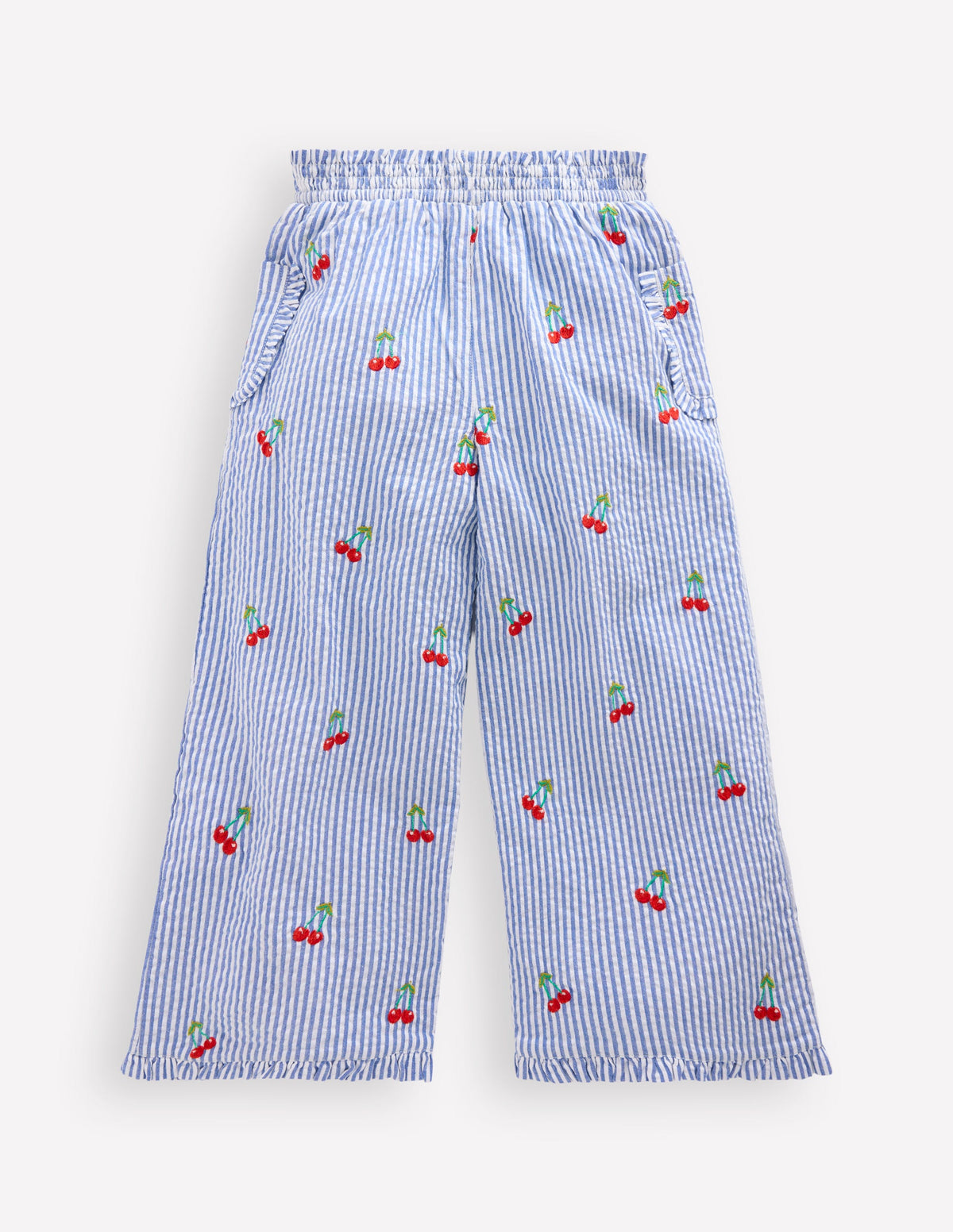Nostalgic Frill Trousers-Blue Ticking Cherries - Image 2