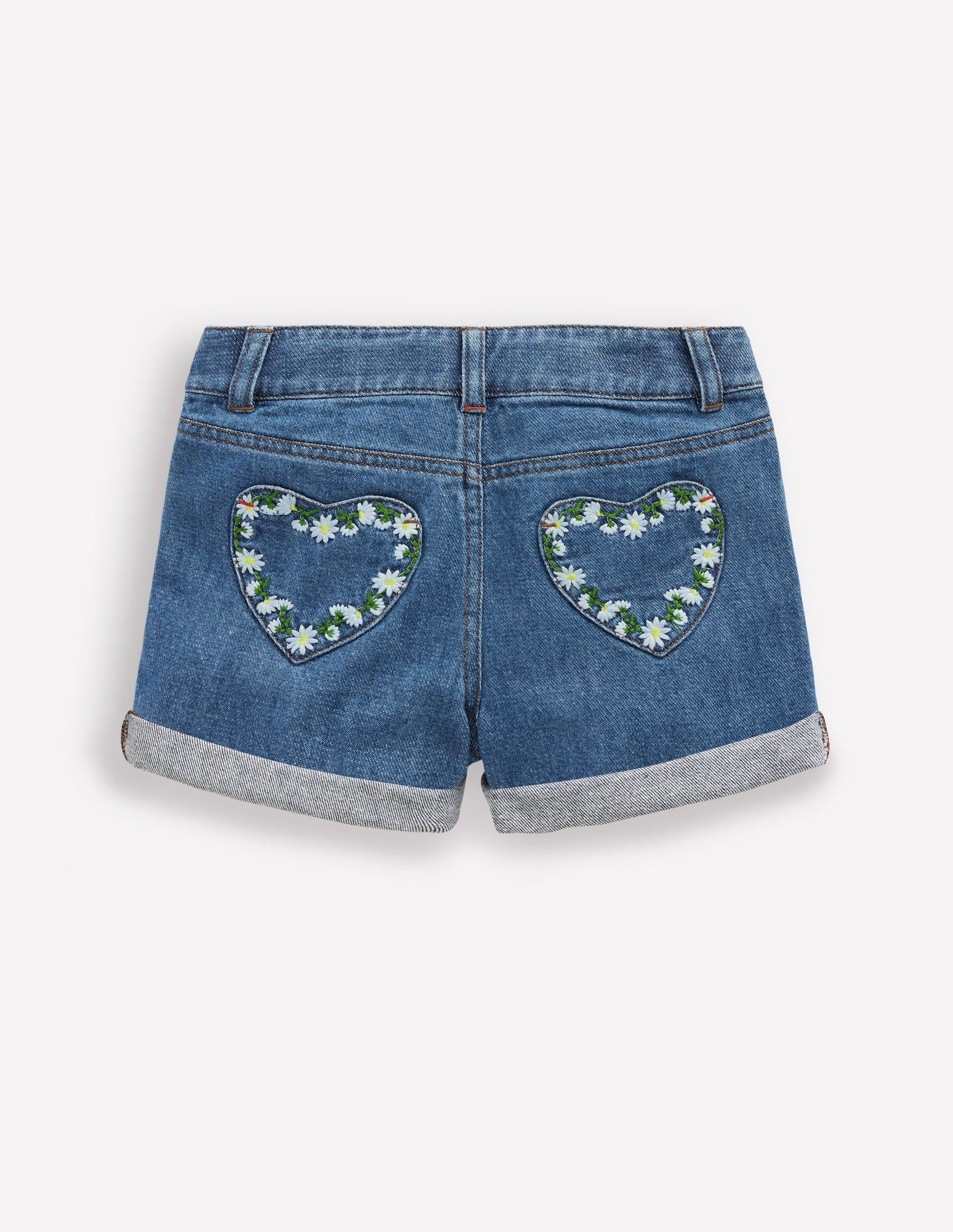 Short en jean-Pâquerette brodée vintage-2