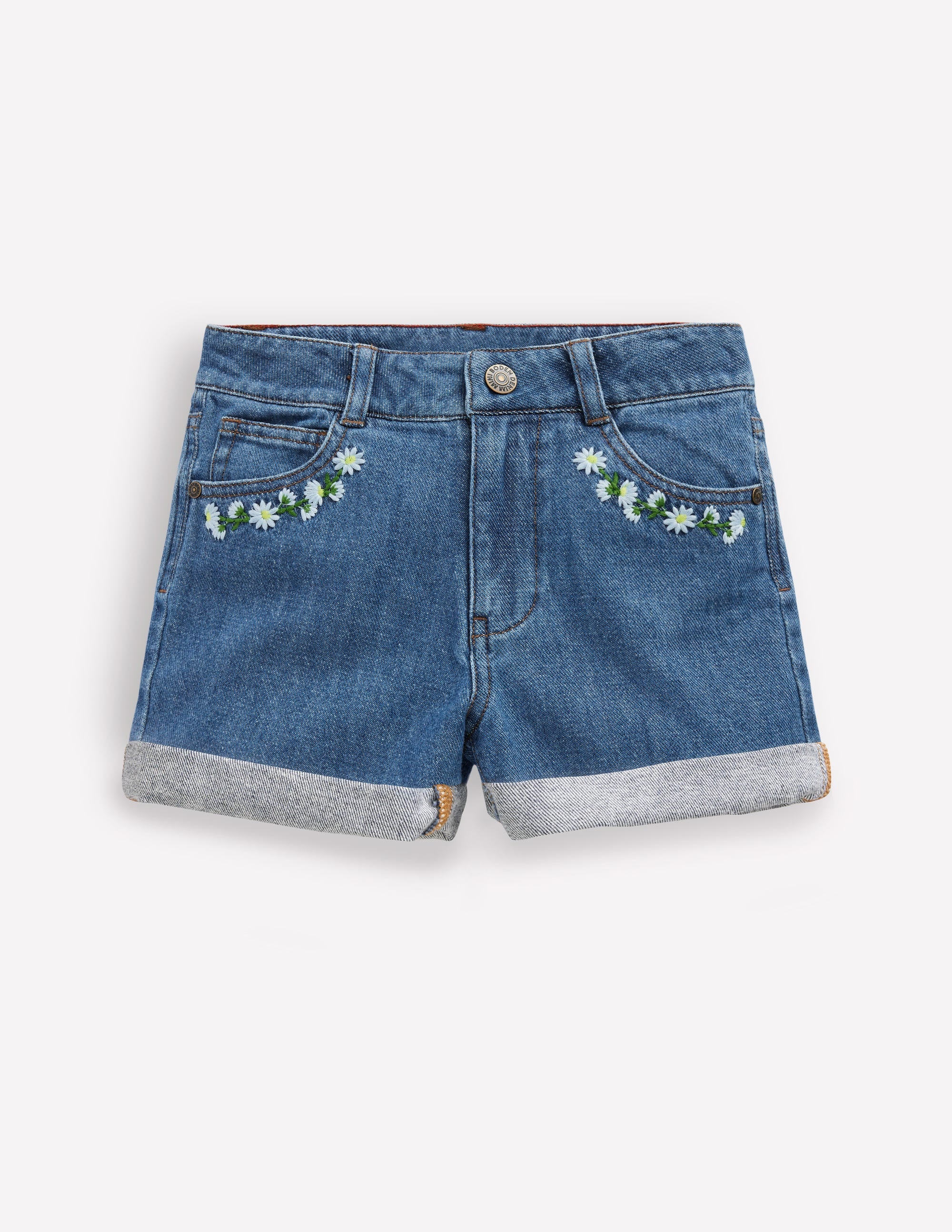 Short en jean-Pâquerette brodée vintage - Image 1