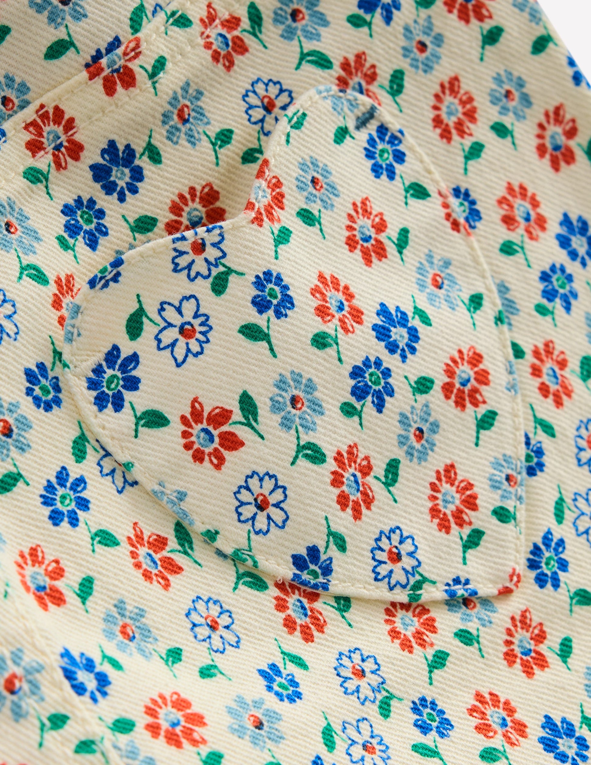 Jeansshorts-Vanilleweiß Vintage Gänseblümchen-3