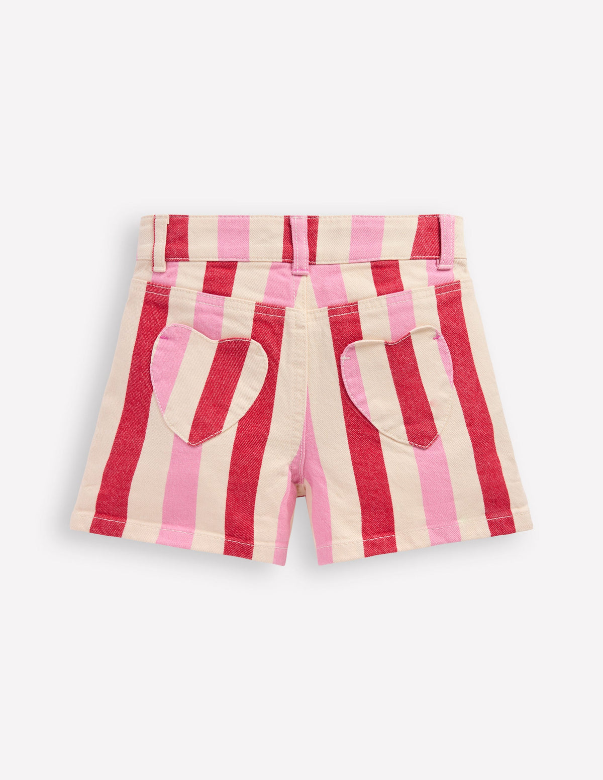 Jeansshorts-Rosa und rote Streifen-2