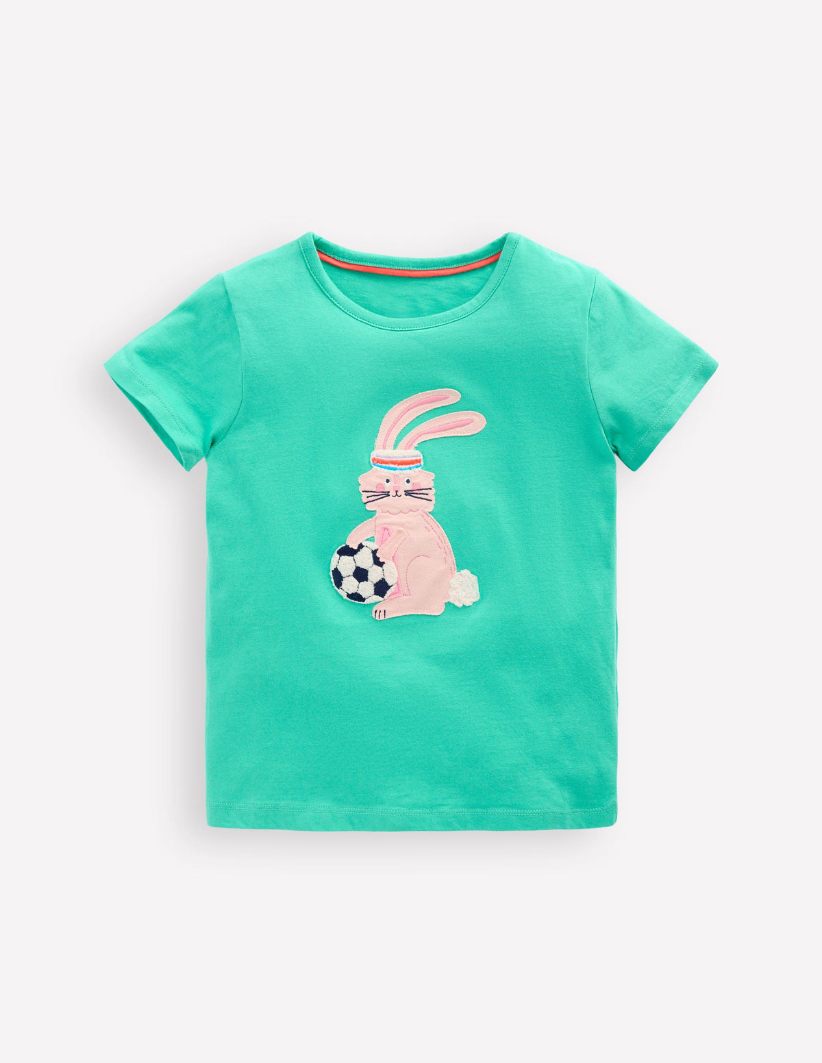 T-Shirt mit Applikation-Türkisblau Hase-1