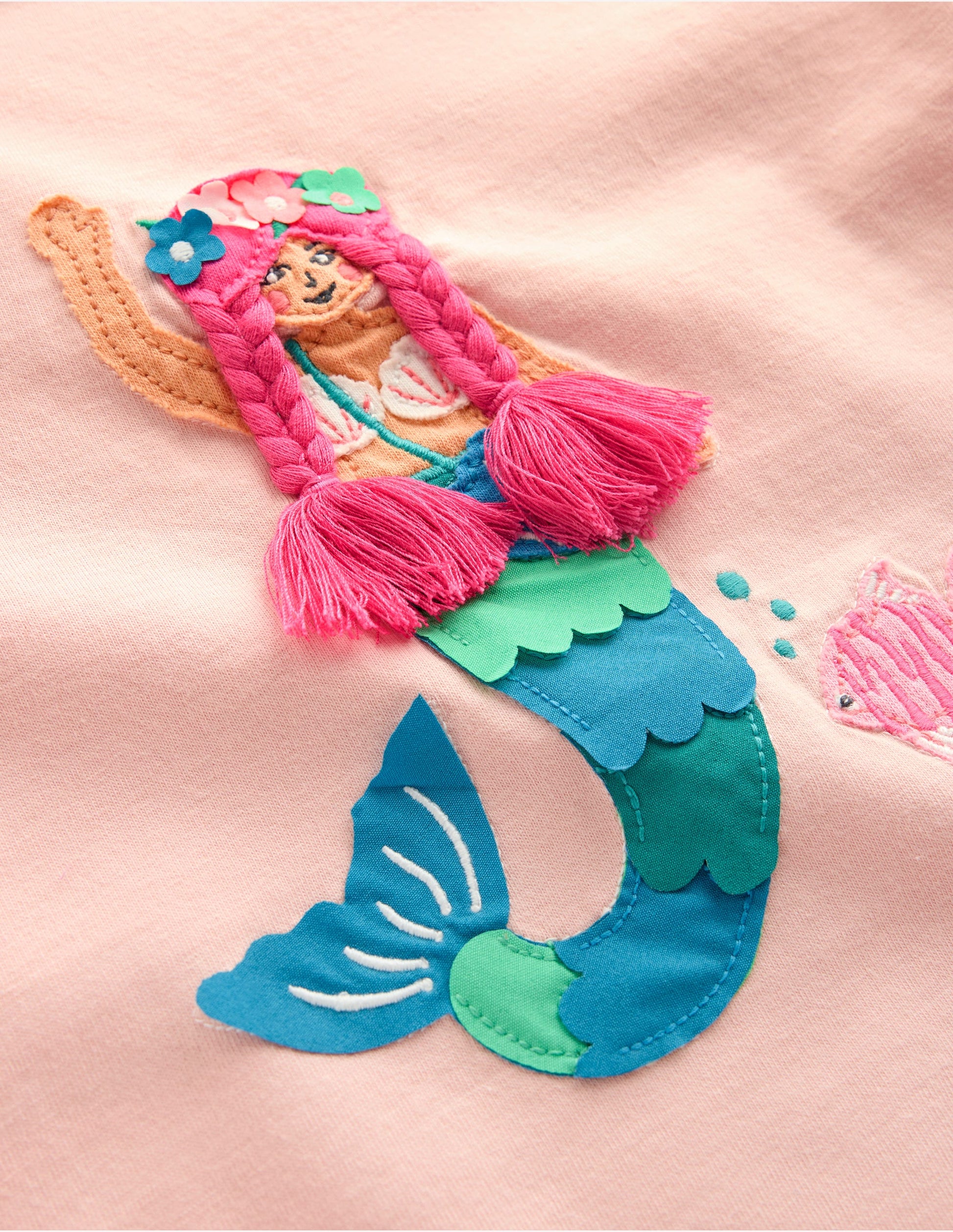 Short Sleeve Appliqué T-shirt-Chalk Pink Mermaid-3