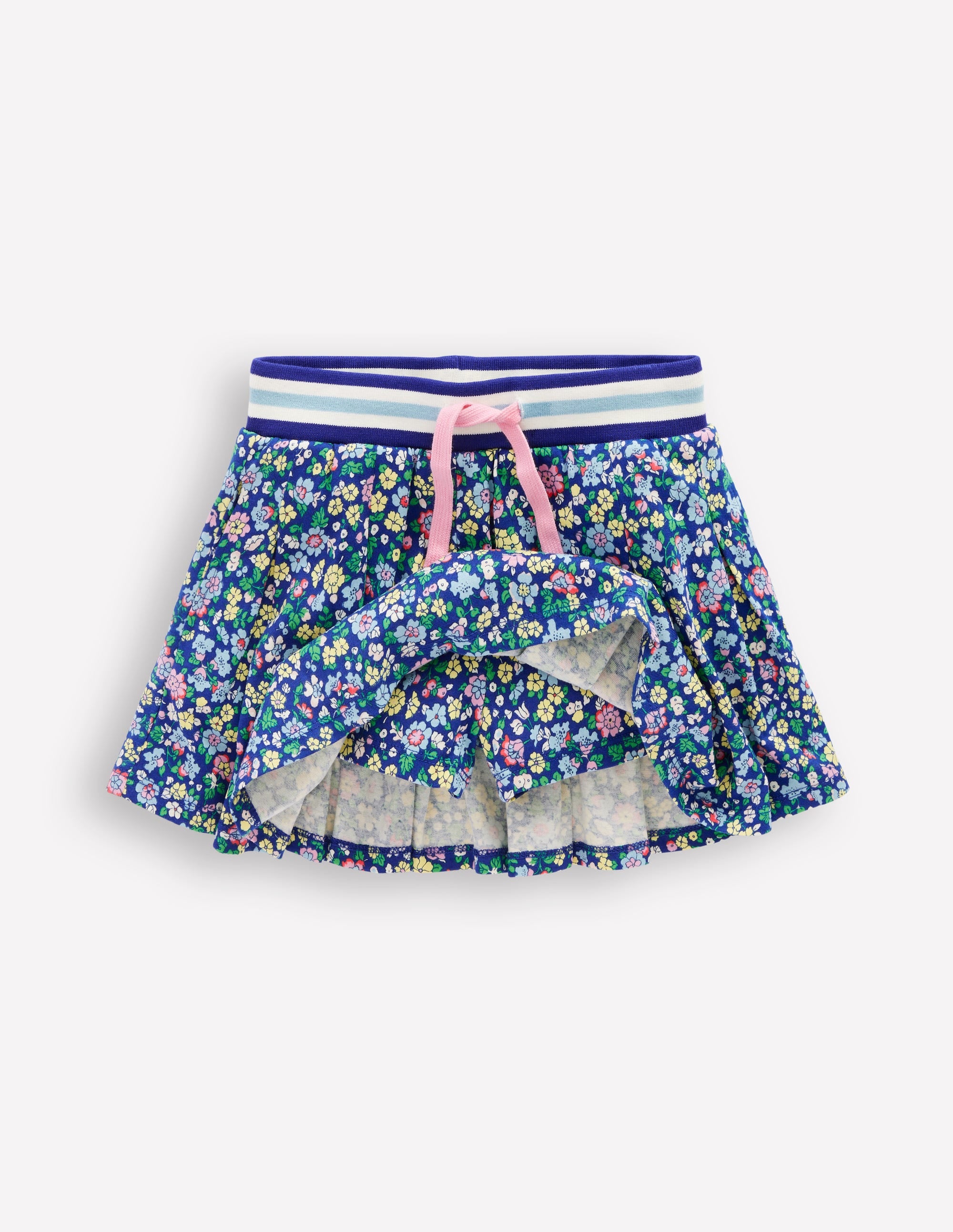 Plissierter Jersey-Skort-Saphirblau Nautisches Blumenmuster - Image 4