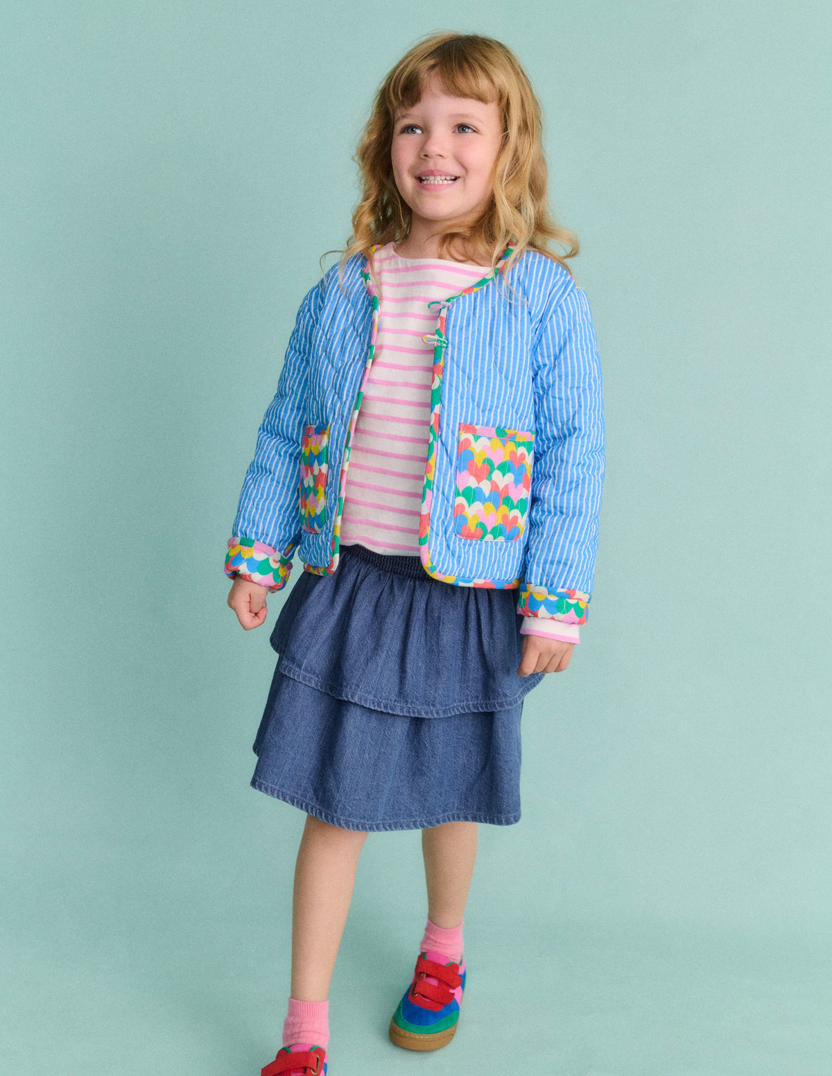 Tiered Woven Skirt-Chambray-5