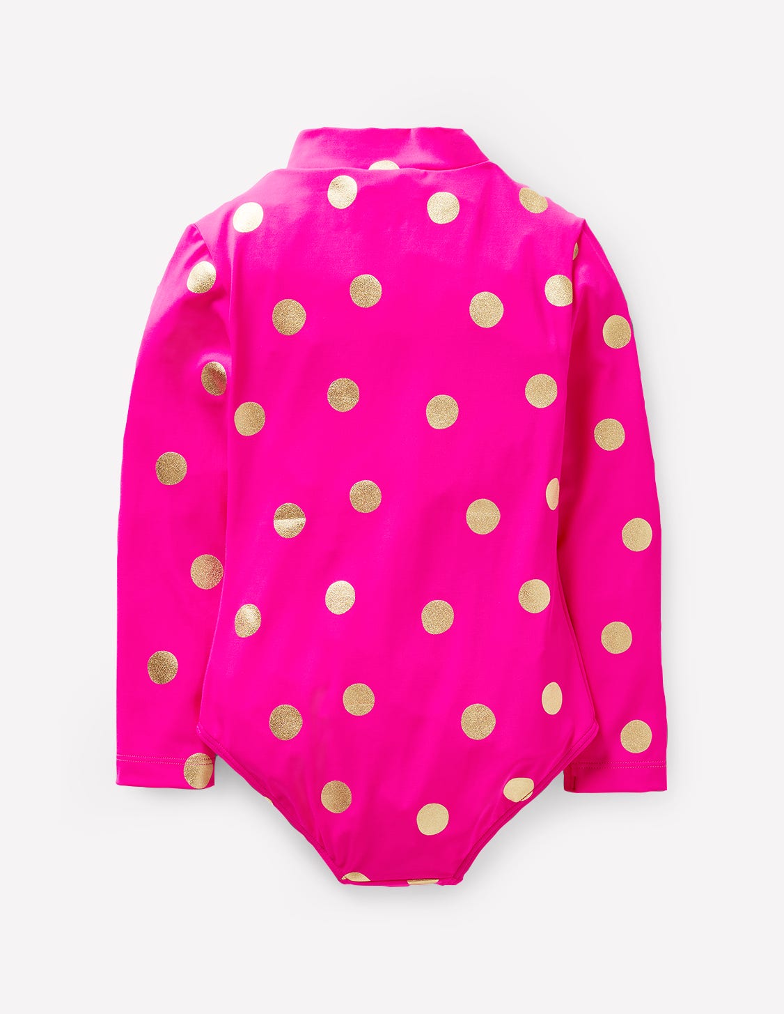 Badeanzug mit langen Ärmeln-Fuchsienrosa, Goldfolie Punkte - Image 2