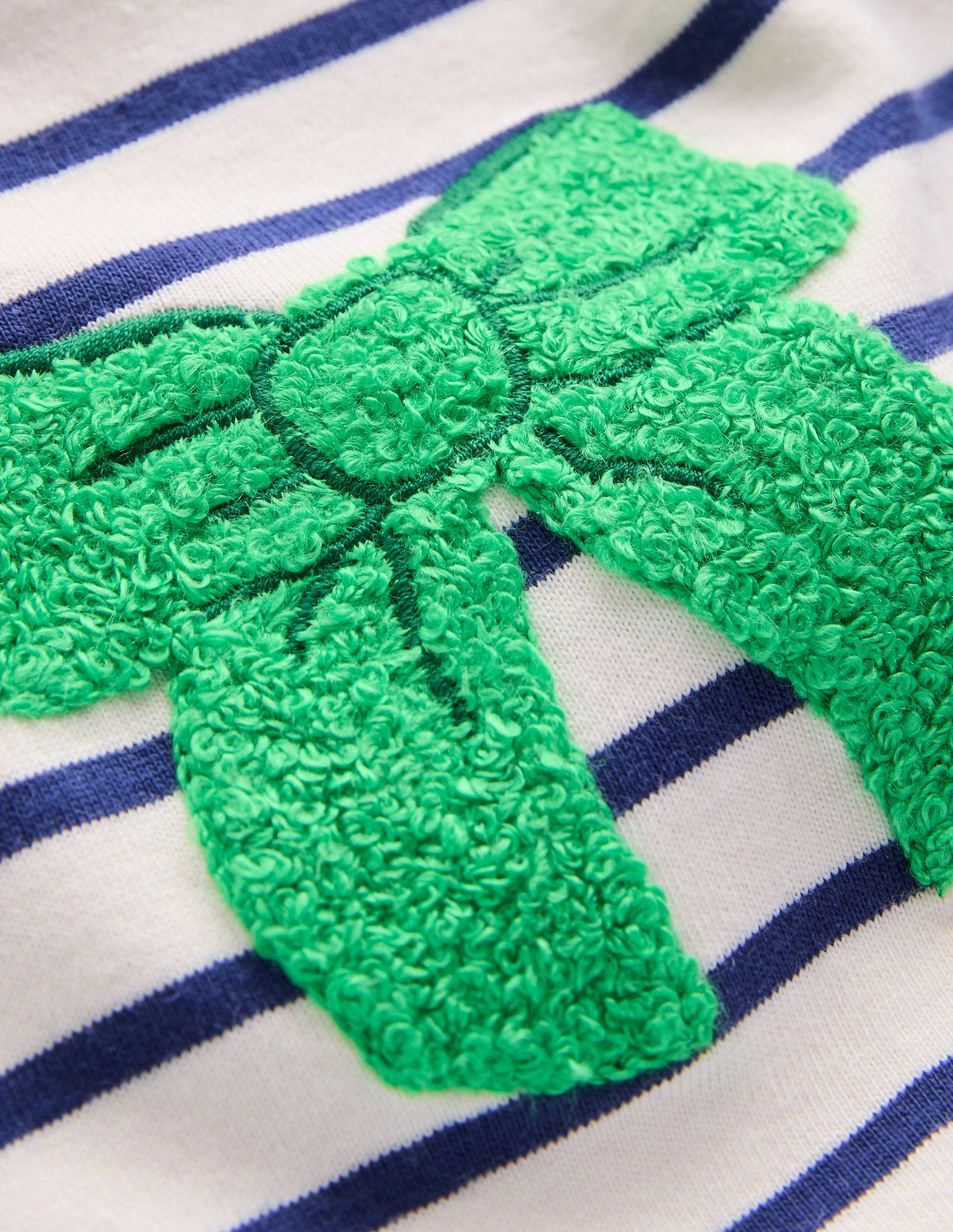 T-shirt manches longues en bouclé-Nœuds bleu tribord/ivoire-3