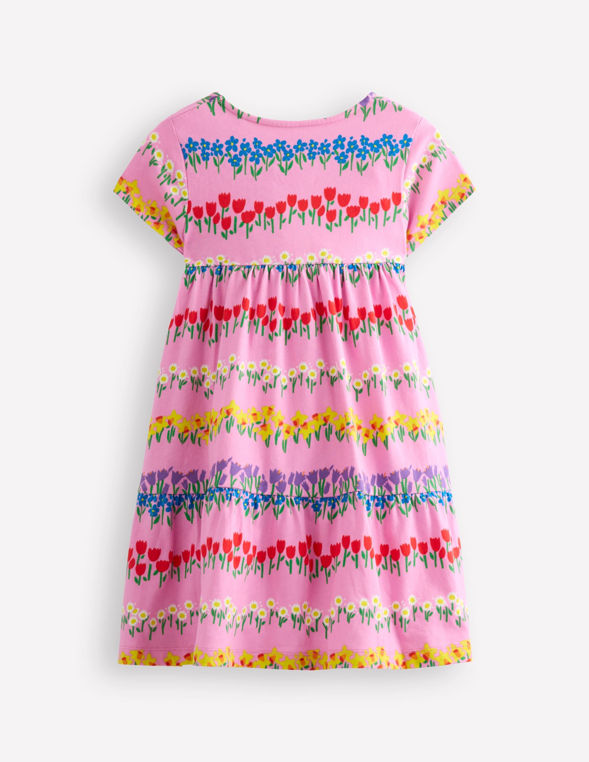 Ariel Twirly Jersey Dress-Cosmos Pink Floral Stripe - Image 2
