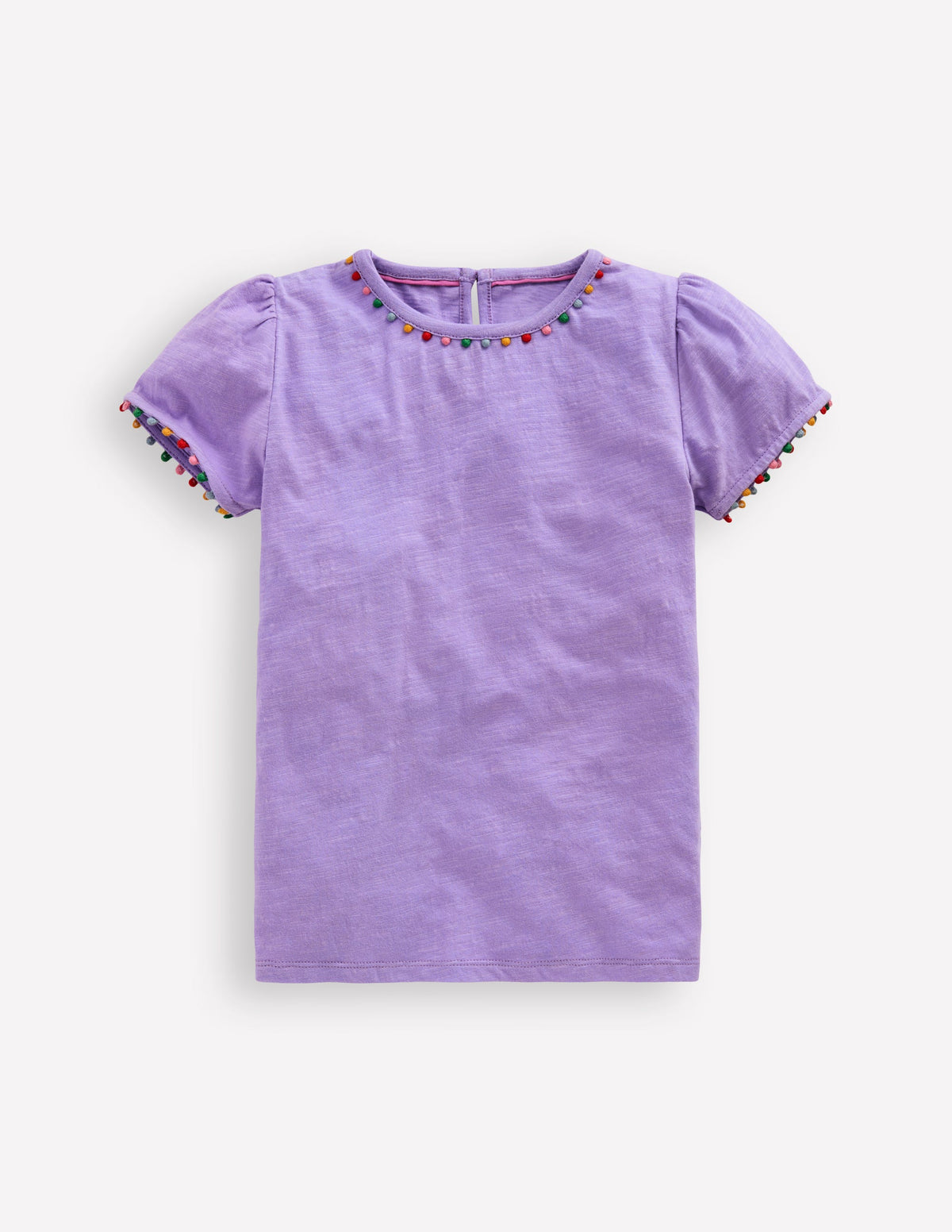 Ali T-Shirt mit Puffärmeln und Bommelbesatz-Lavendellila - Image 1