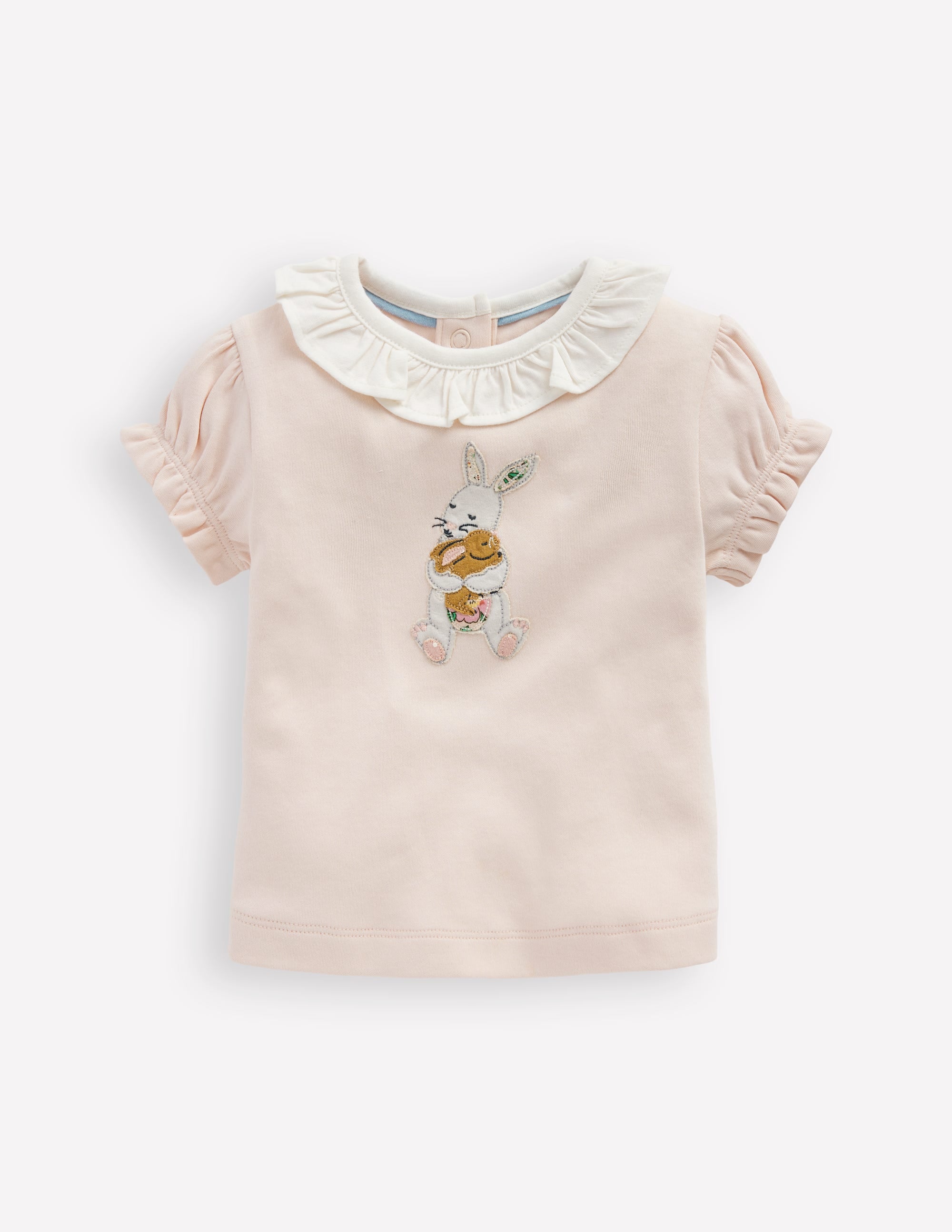 T-Shirt mit Rüschenausschnitt-Kreiderosa - Image 1