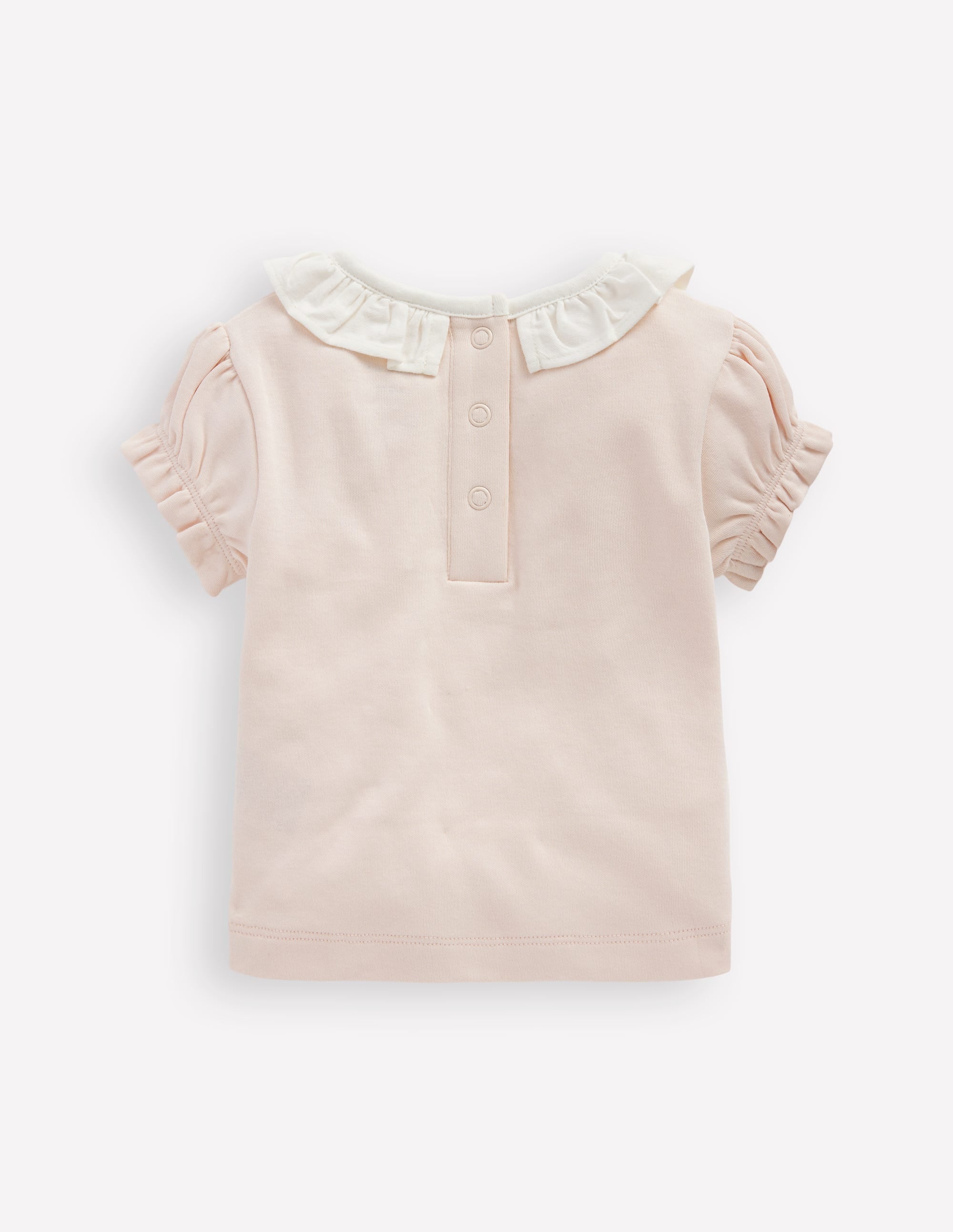 T-Shirt mit Rüschenausschnitt-Kreiderosa - Image 2