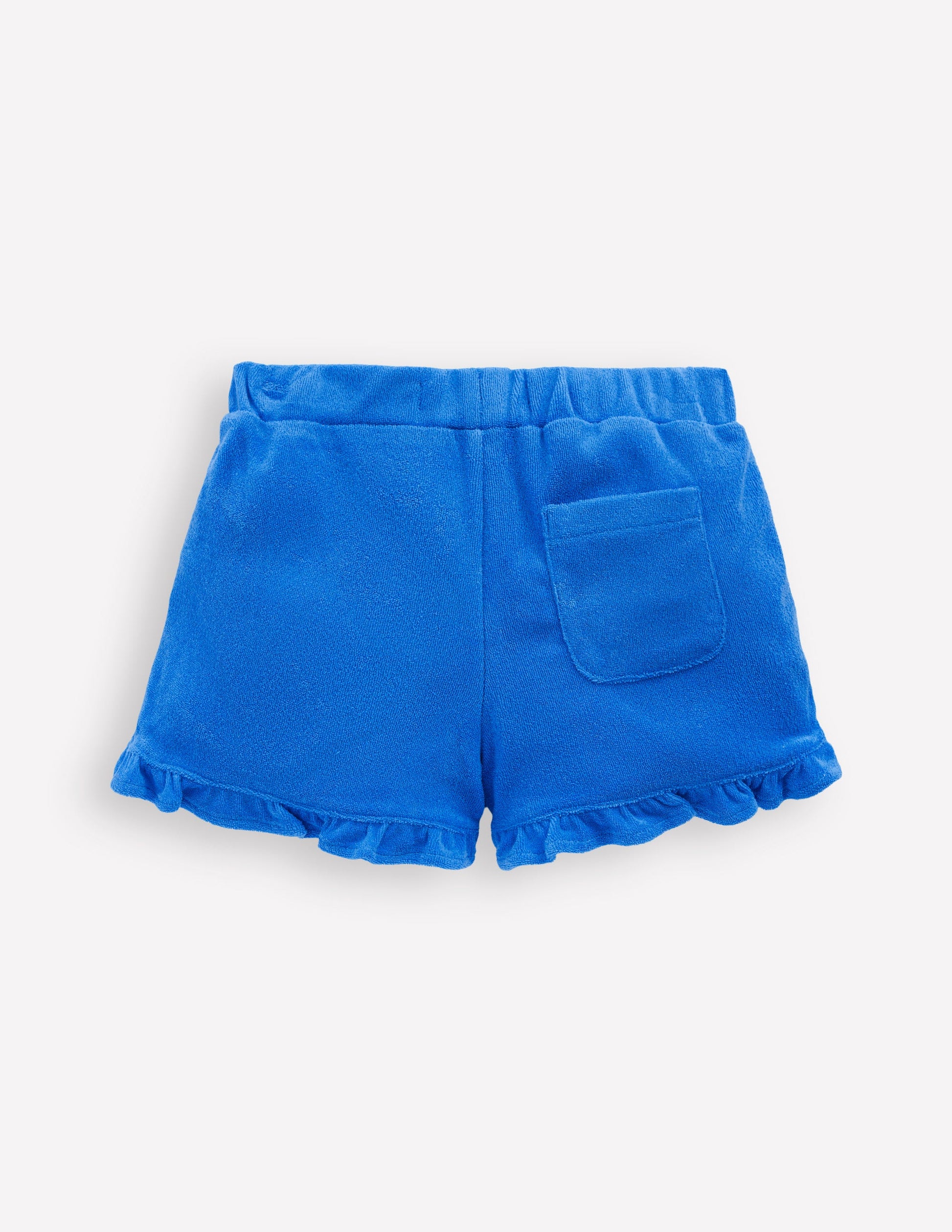 Frottee-Shorts mit Rüschensaum-Blau-2