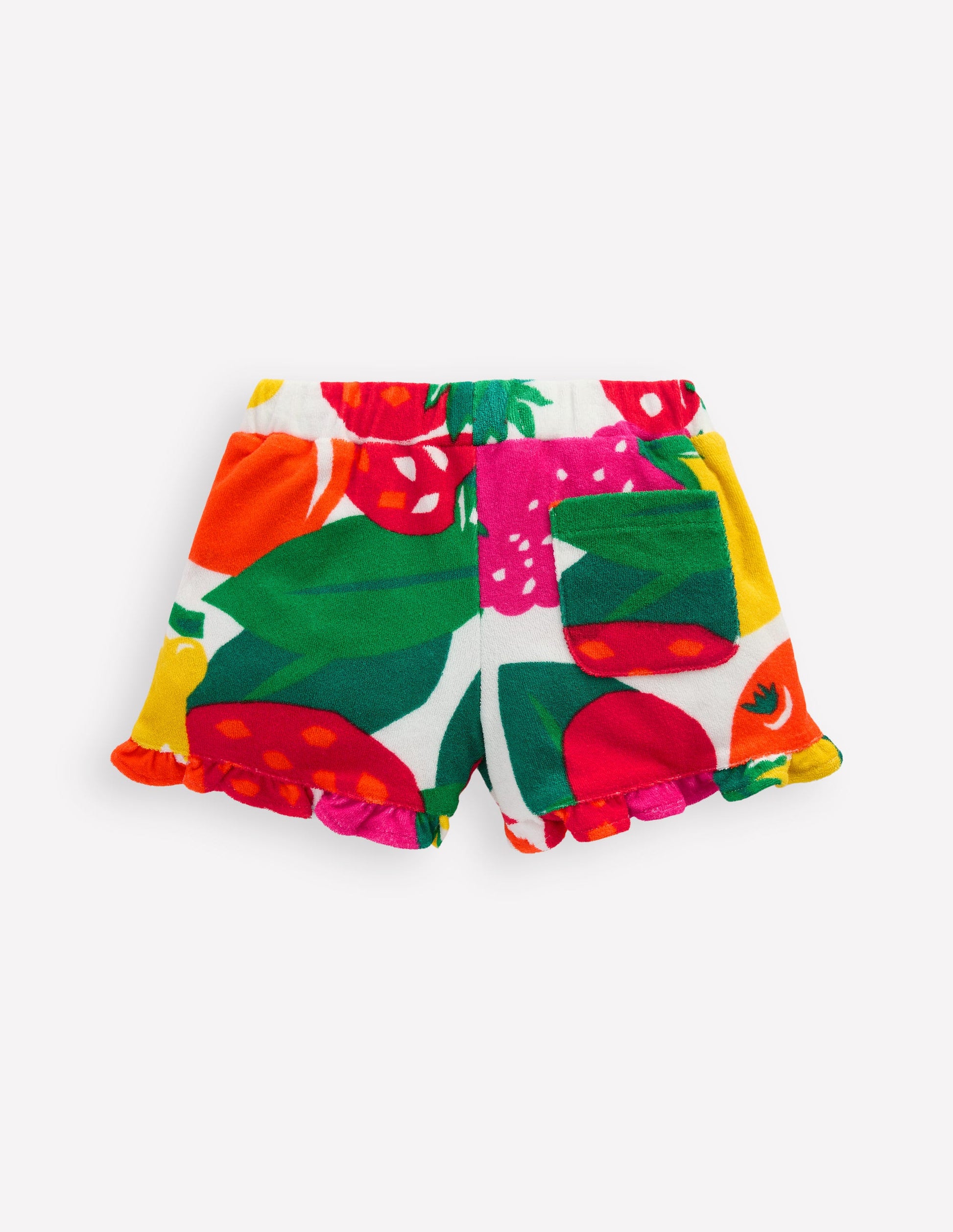 Frottee-Shorts mit Rüschensaum-Bunt Riesenfrüchte-2