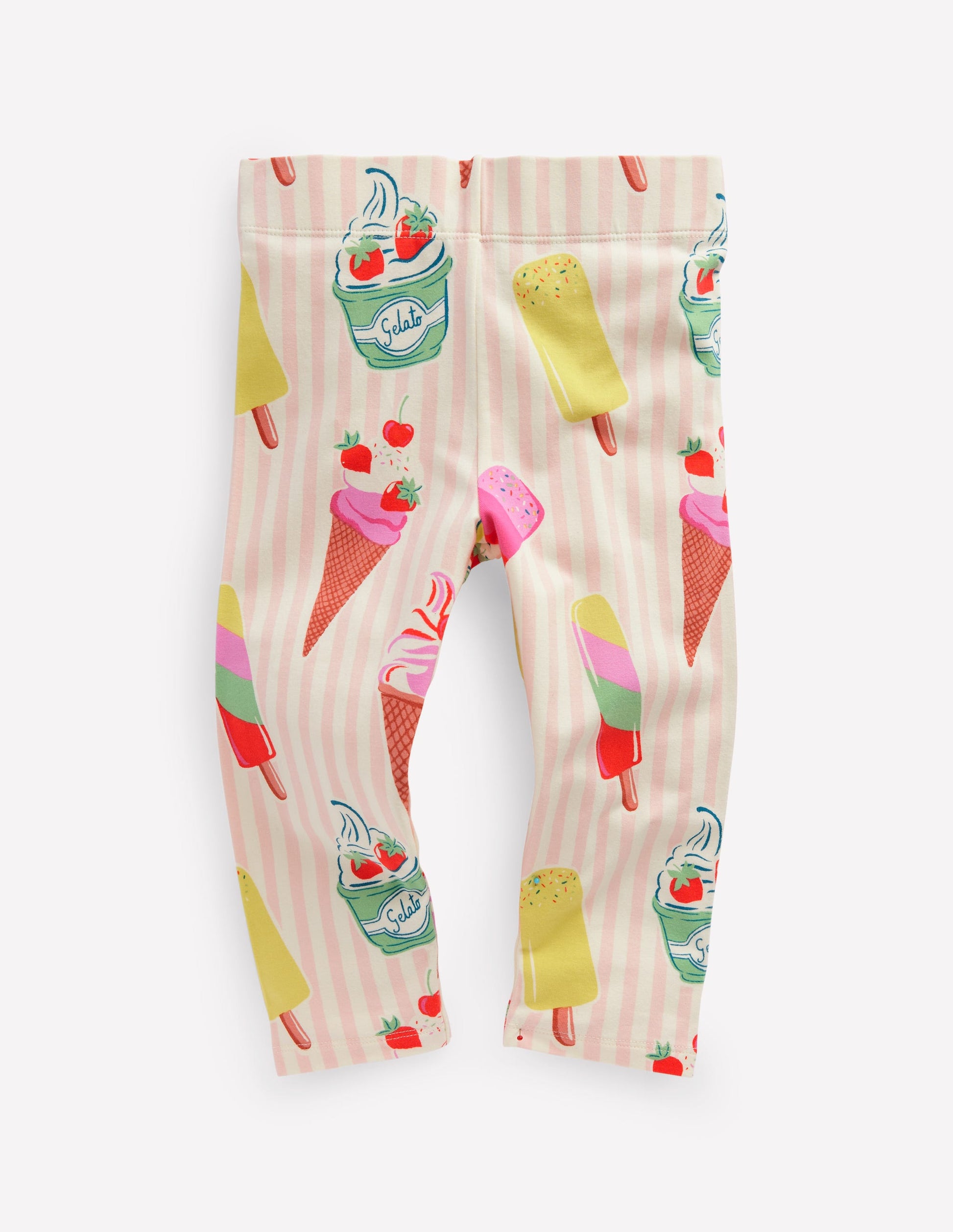 Lustige, verkürzte Leggings-Rosa Eiscreme Streifen-1