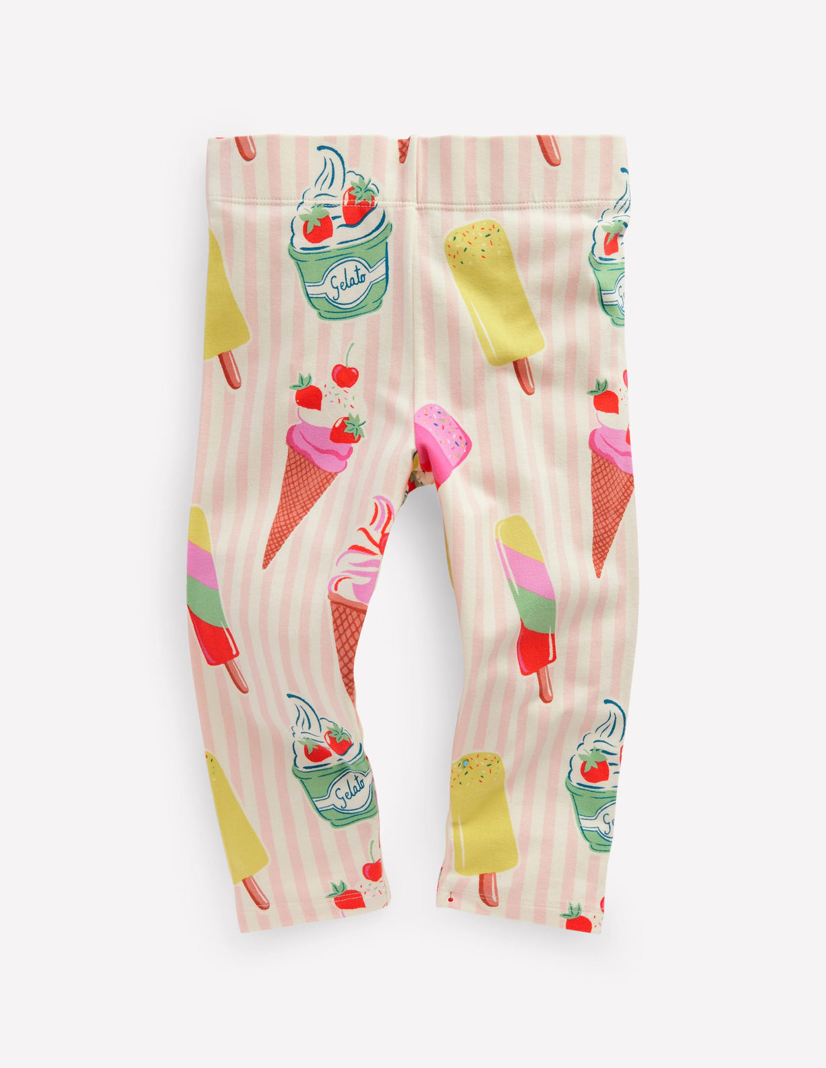 Lustige, verkürzte Leggings-Rosa Eiscreme Streifen - Image 1