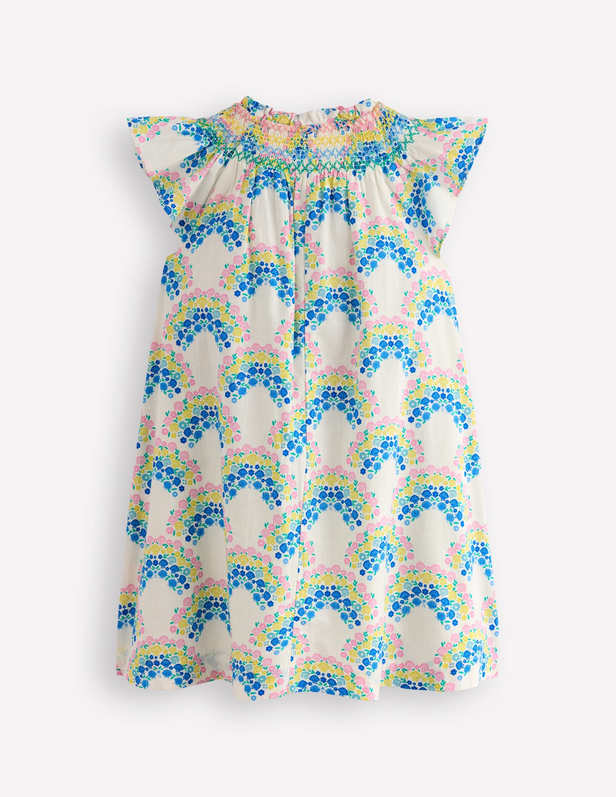 Freizeitkleid mit Smokdetail-Sanftes Naturweiß Regenbogen Muscheln - Image 2