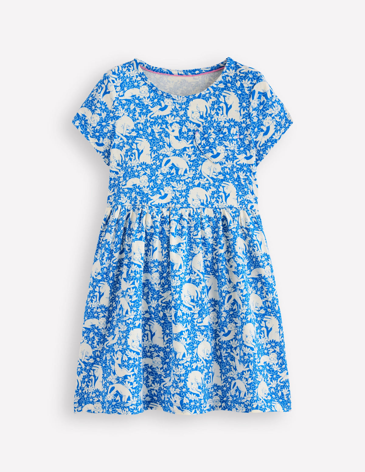 Robe en jersey fun avec poche en cœur-Motif Kitten Meadow bleu martin-pêcheur - Image 1