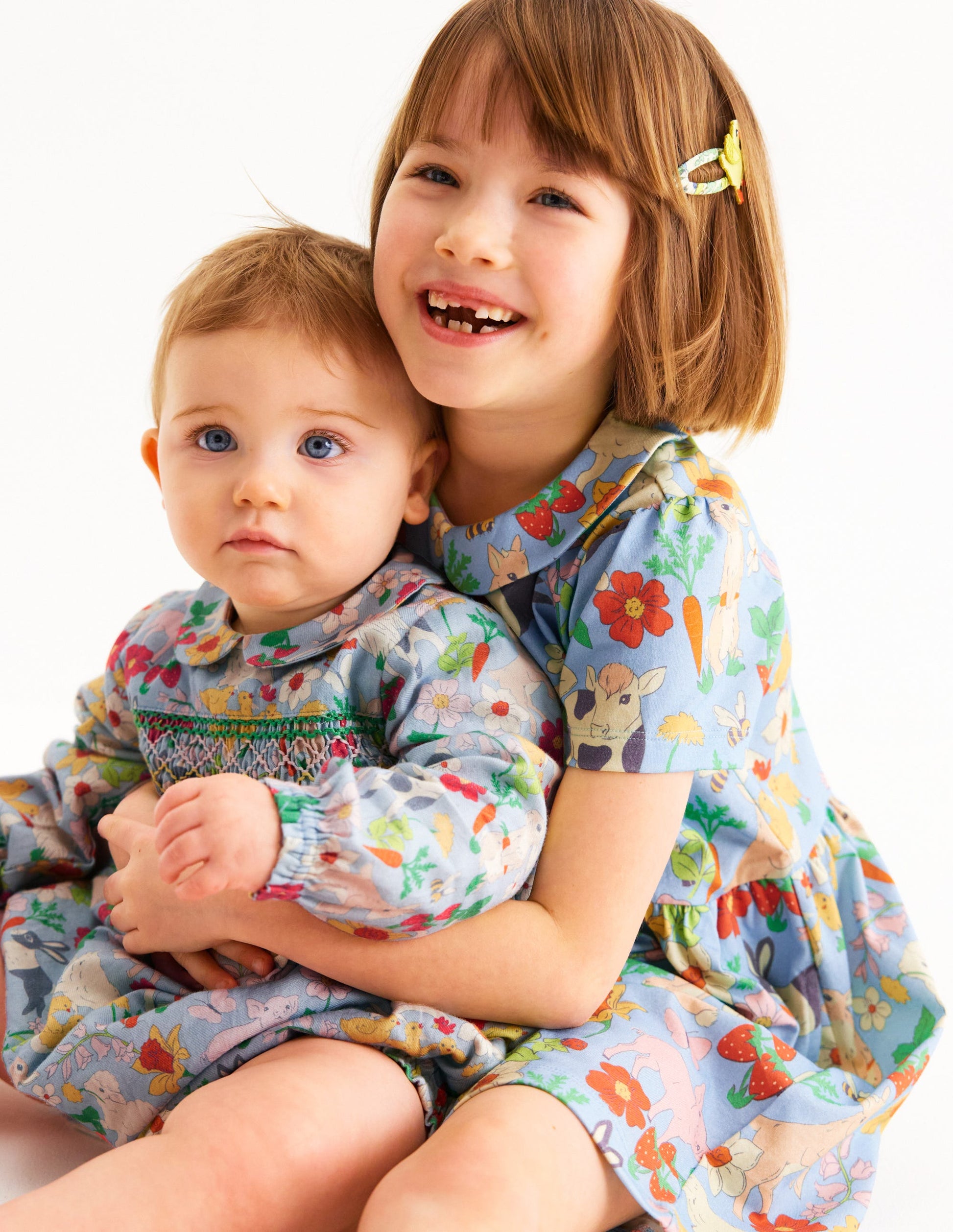 Robe en jersey fun avec poche en cœur-Motif Spring Meadow bleu brumeux-4