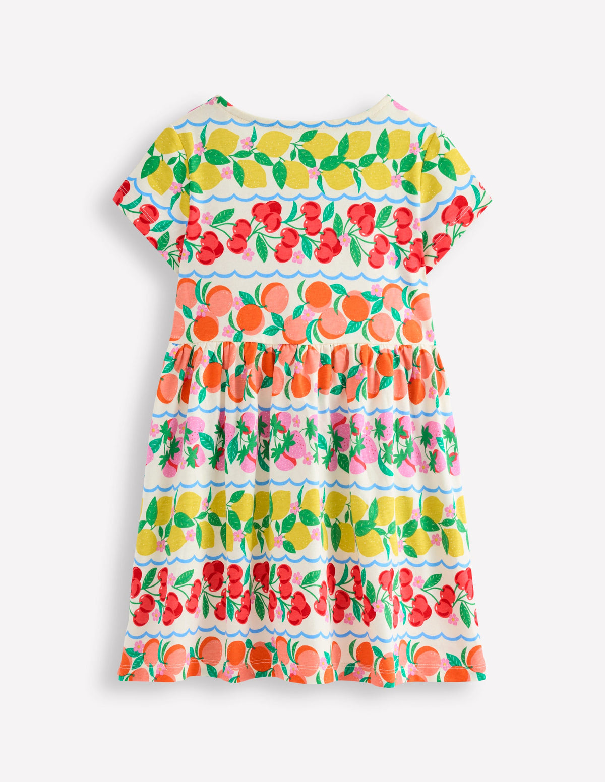 Lustiges Jerseykleid mit Herztasche-Regenbogenfrucht Streifen-2