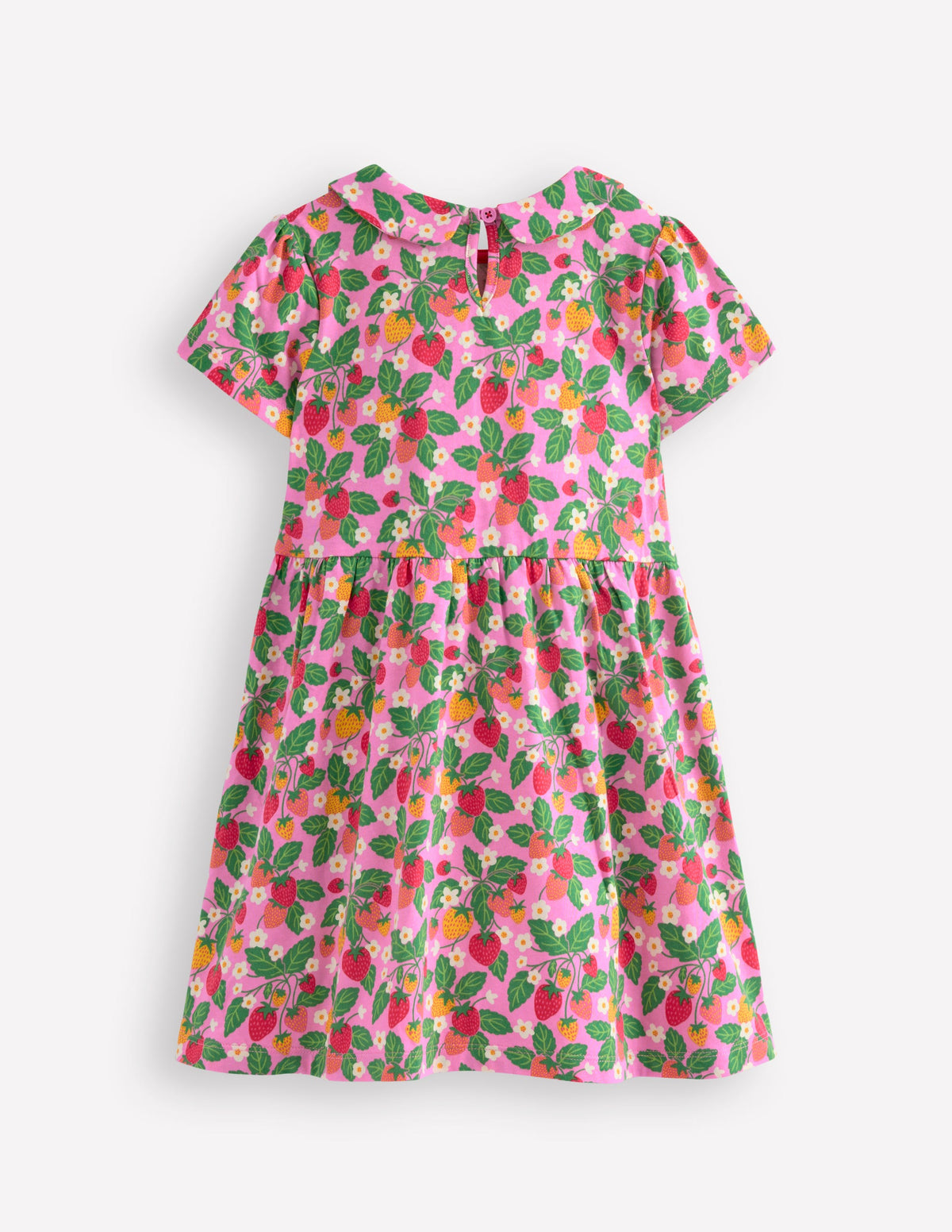 Jerseykleid mit Peter-Pan-Kragen-Kosmos-Rosa Erdbeer-Aufnäher - Image 2